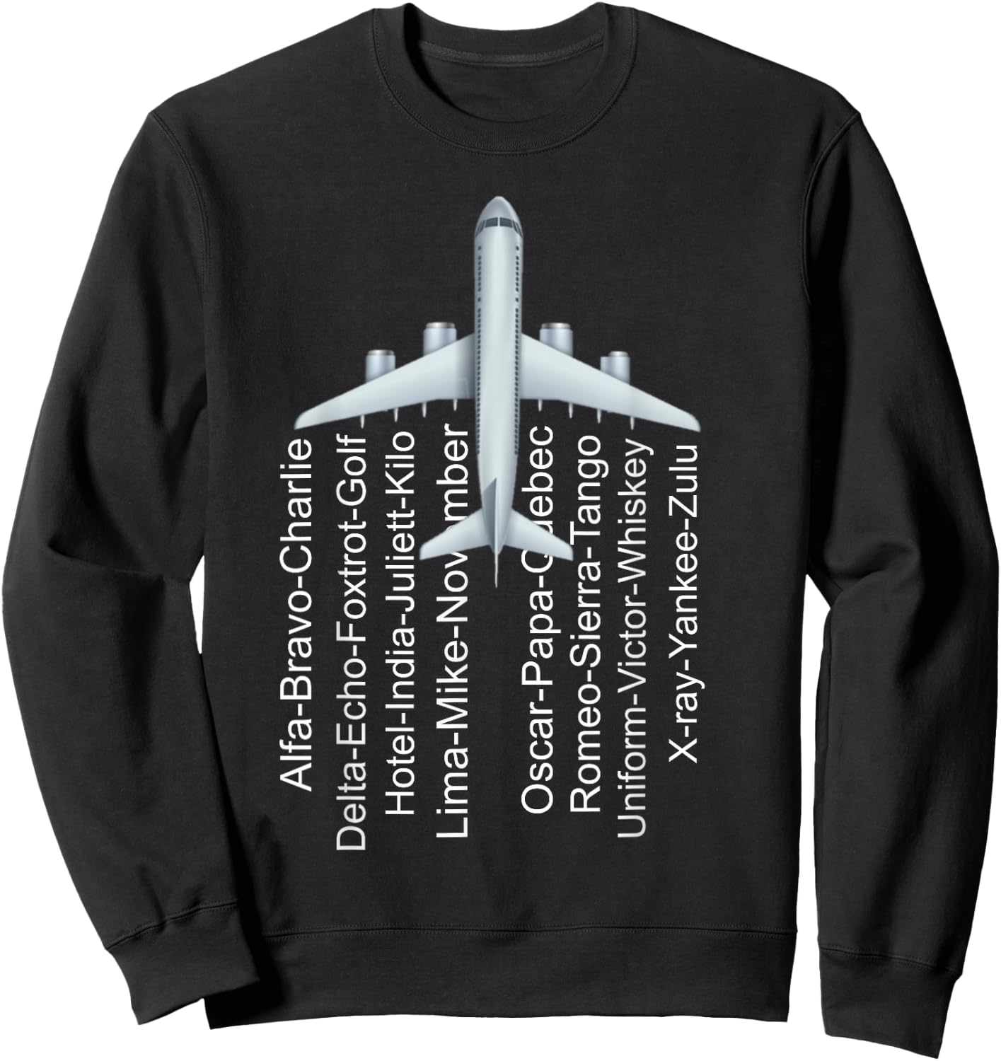 Phonetic Alphabet Pilot Airplane Funny Gift Plane Letters Sweatshirt - Sweatshirt | Black