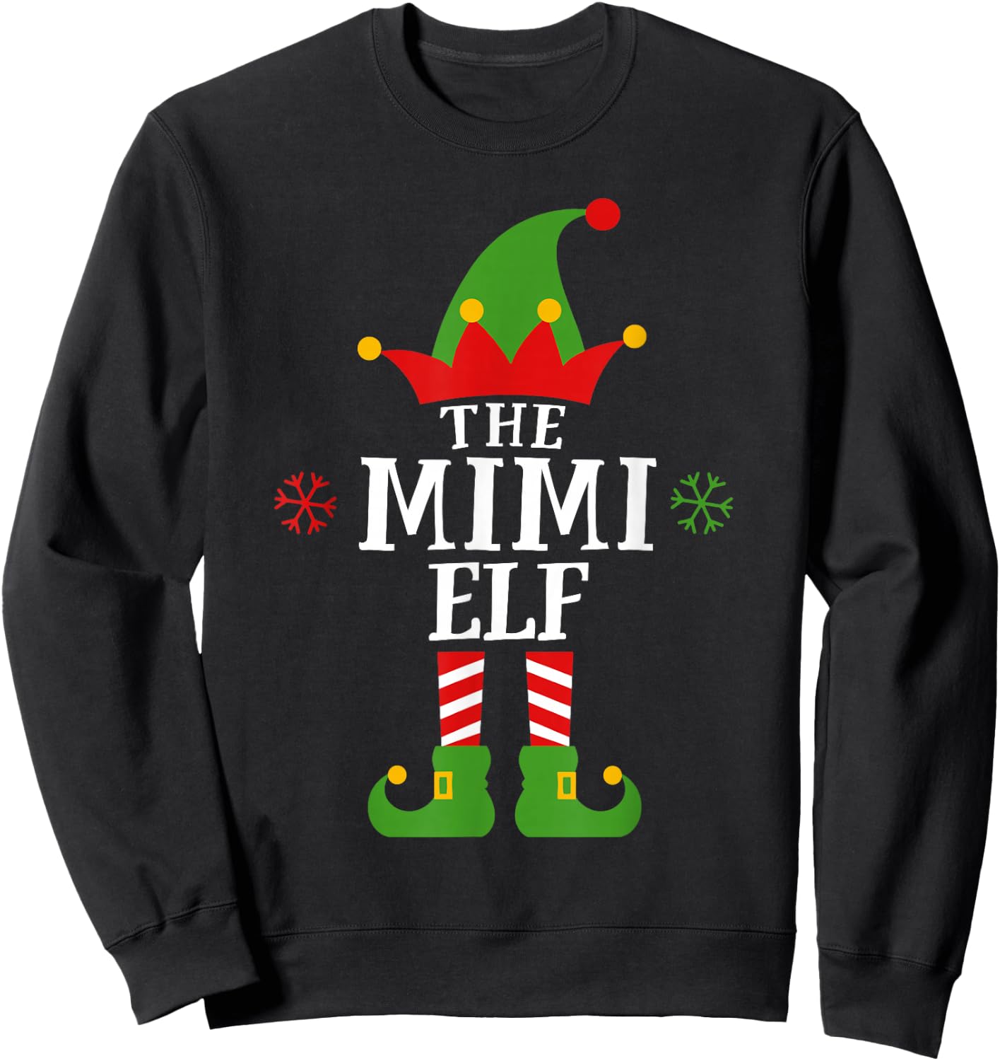 Mimi Elf Funny Matching Family Group Christmas Pajama Sweatshirt - Sweatshirt | Black