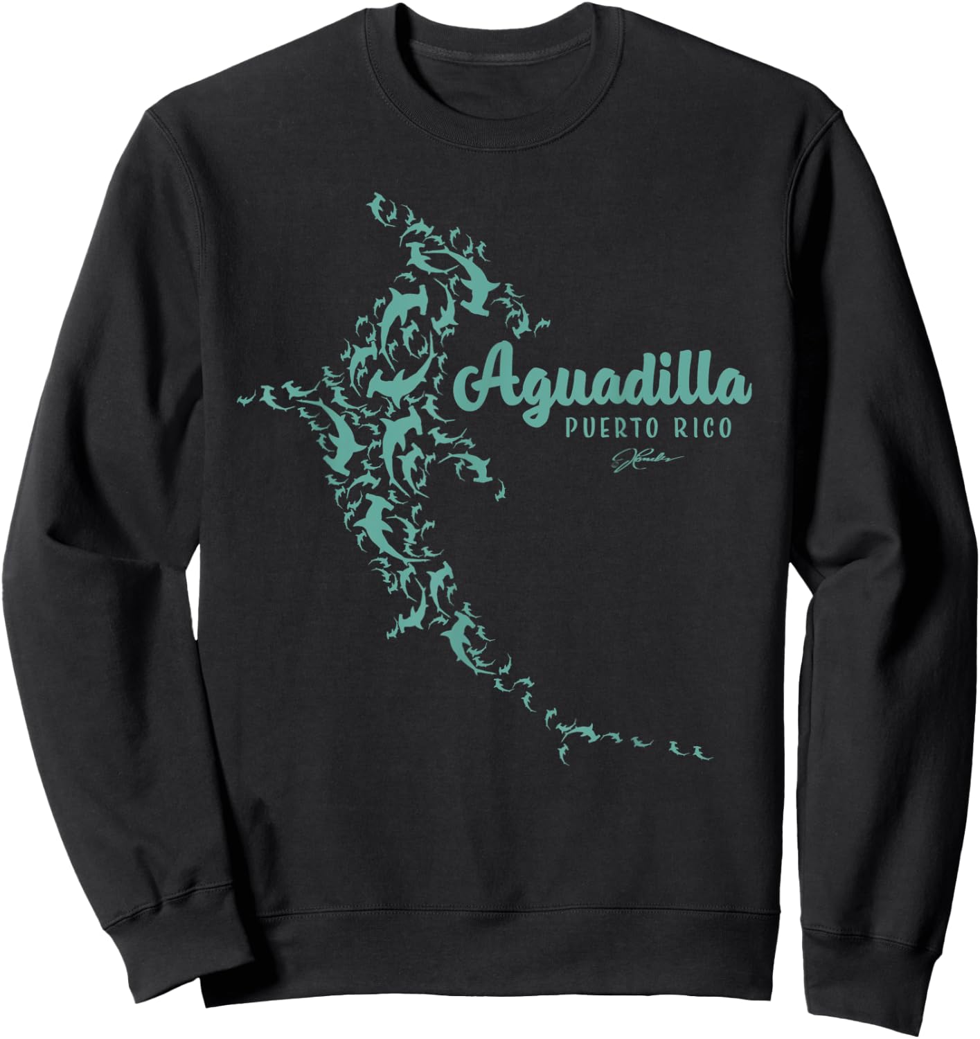 JCombs: Aguadilla, Puerto Rico, Hammerhead Shark, Beach Women Kids Sweatshirt - Sweatshirt | Black