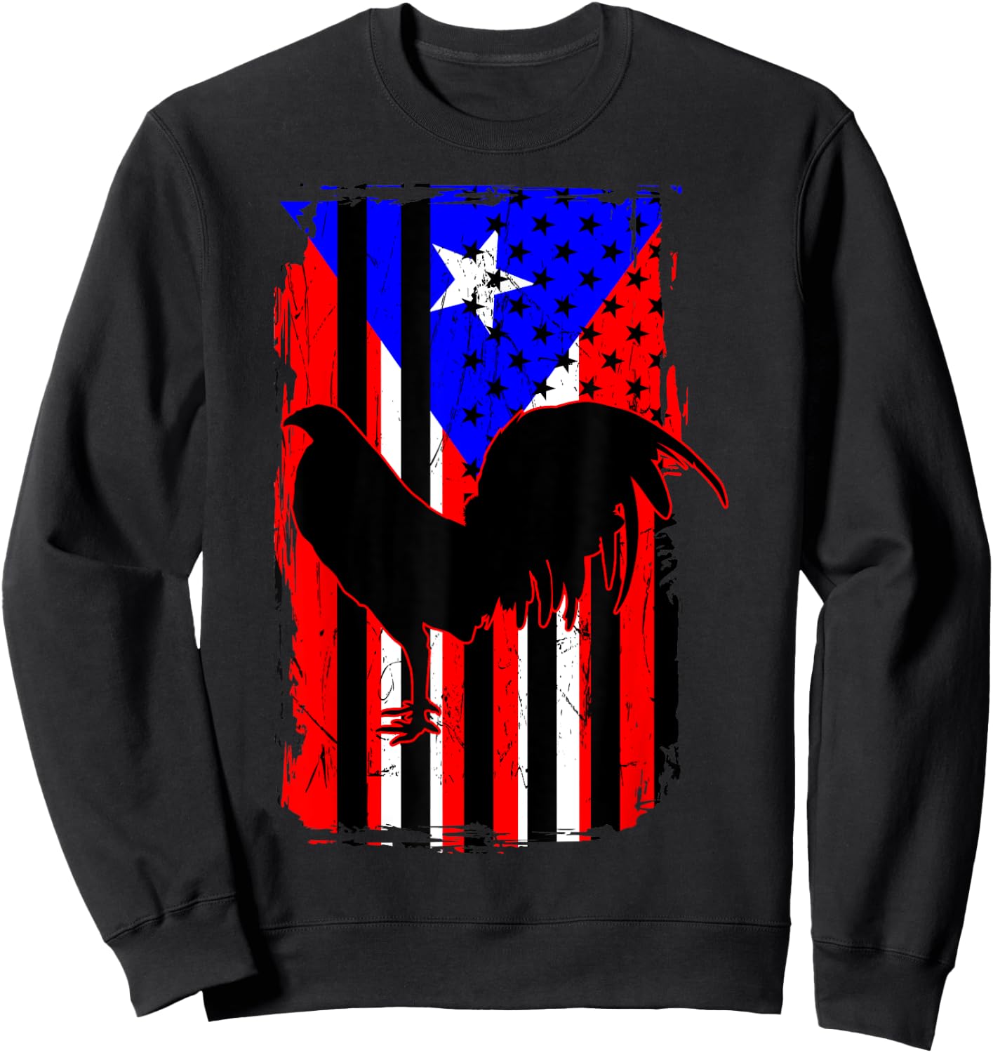 Rooster Puerto Rican Flag Gallo Bandera Boricua Boriken Sweatshirt - Sweatshirt | Black
