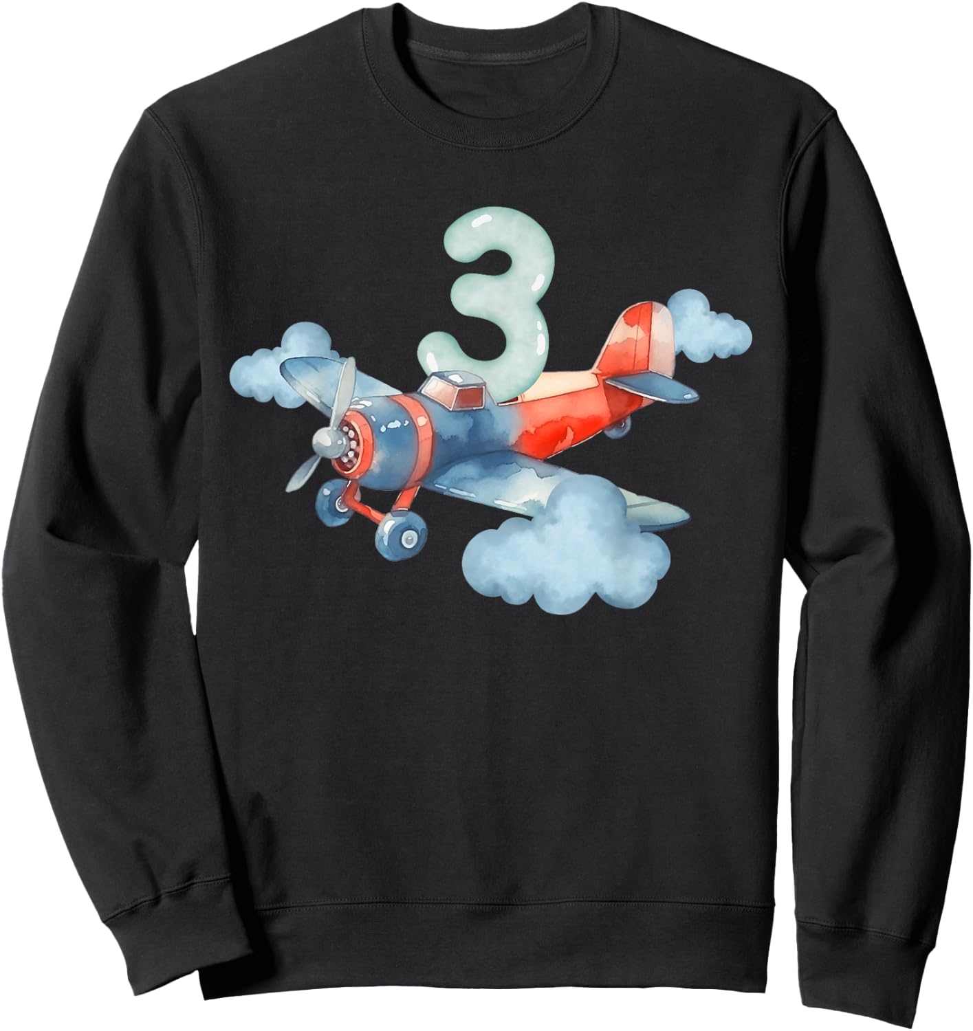 3rd Birthday Boys Airplane Pilot 3 Year Old Boy Sweatshirt - Sweatshirt | Black