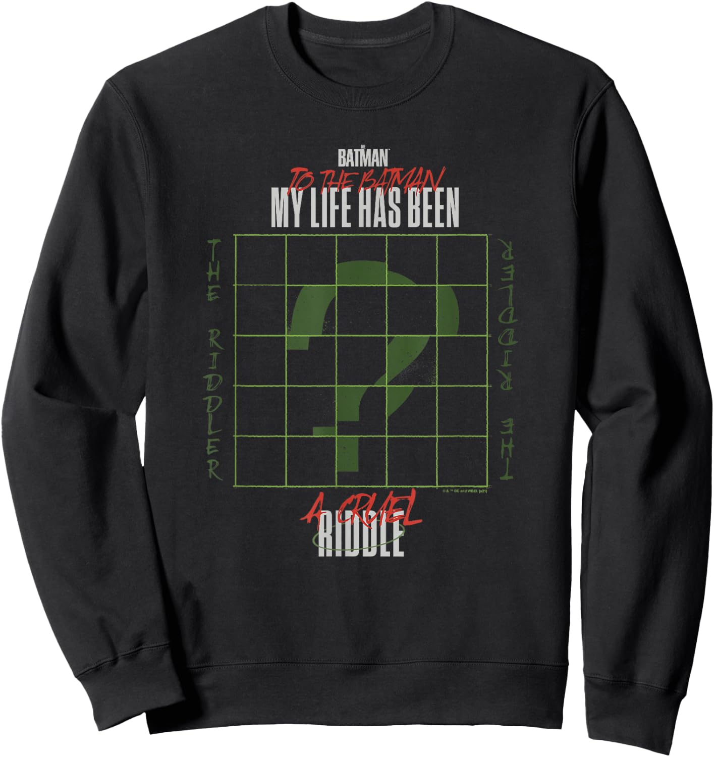 The Batman The Riddler Grid Question Mark Logo Sweatshirt - Sweatshirt | Black