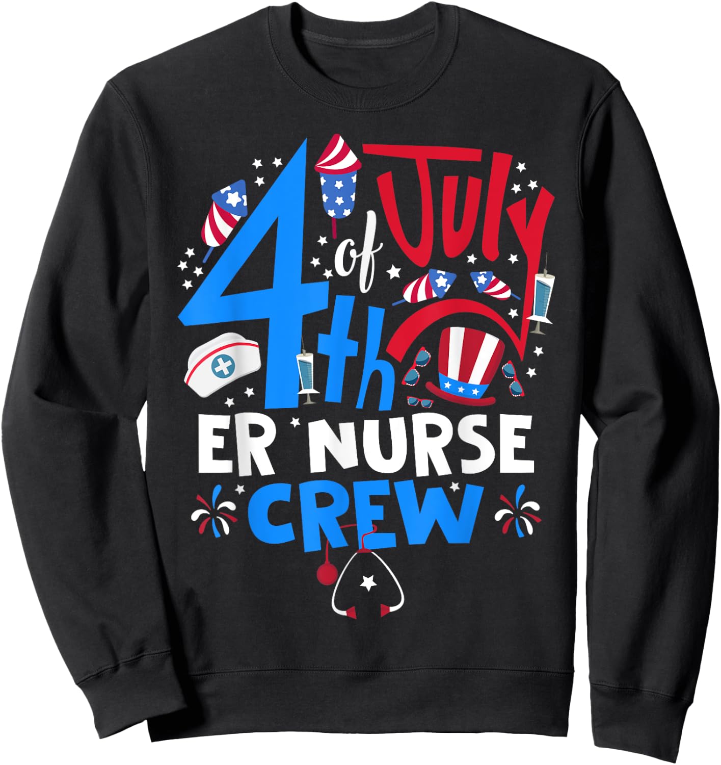 4th of July ER Nurse Crew Emergency Room Nurse In 4th July Men Sweatshirt - Sweatshirt | Black