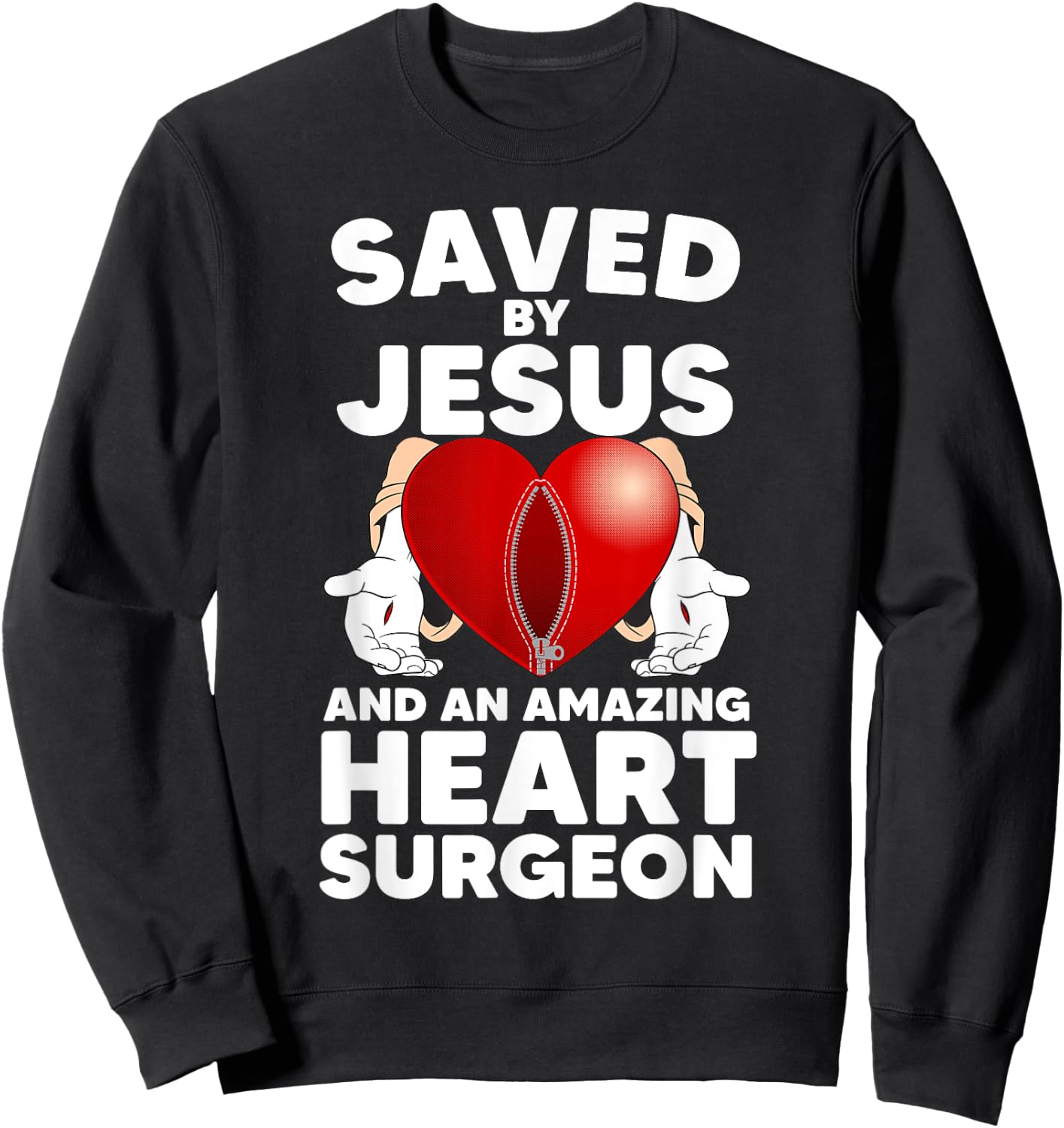 Funny Open Heart Surgery Design Women Heart Patients Sweatshirt - Sweatshirt | Black