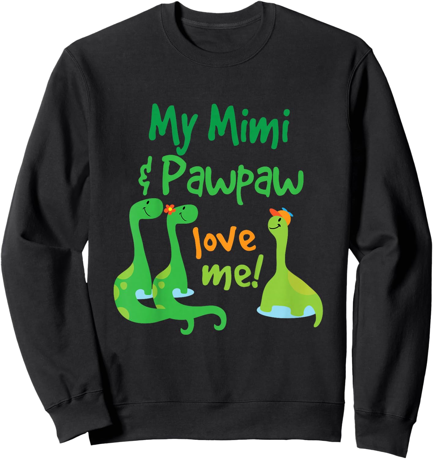 Kids Mimi and Pawpaw Love Me Dinosaur Grandson Sweatshirt - Sweatshirt | Black