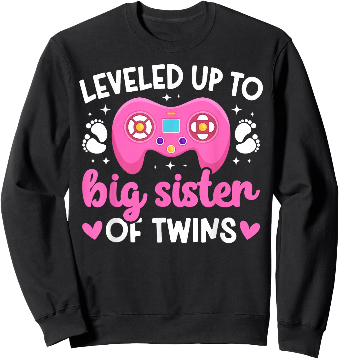 Leveled Up Promoted To Big Sister Of Twins Sweatshirt - Sweatshirt | Black