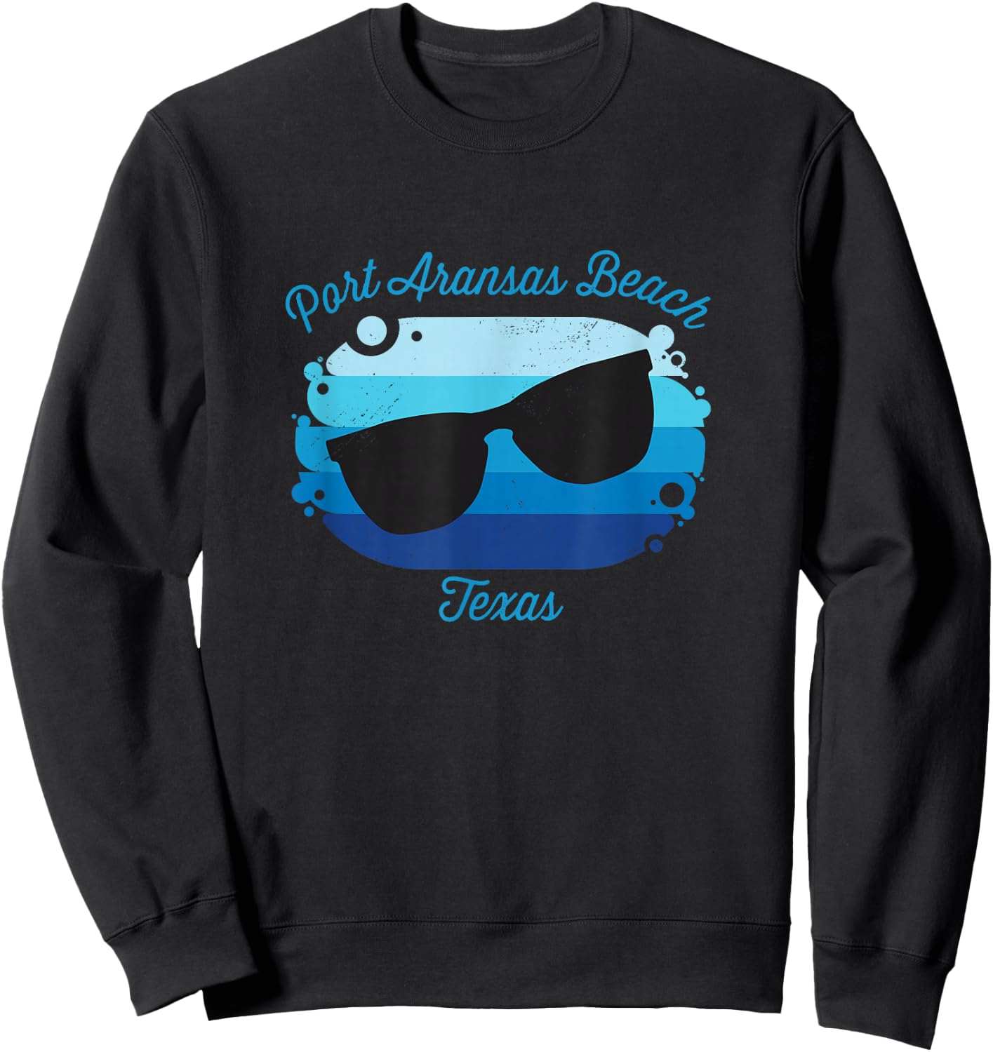 Port Aransas Beach TX Texas Souvenir Nautical Surfer Graphic Sweatshirt - Sweatshirt | Black
