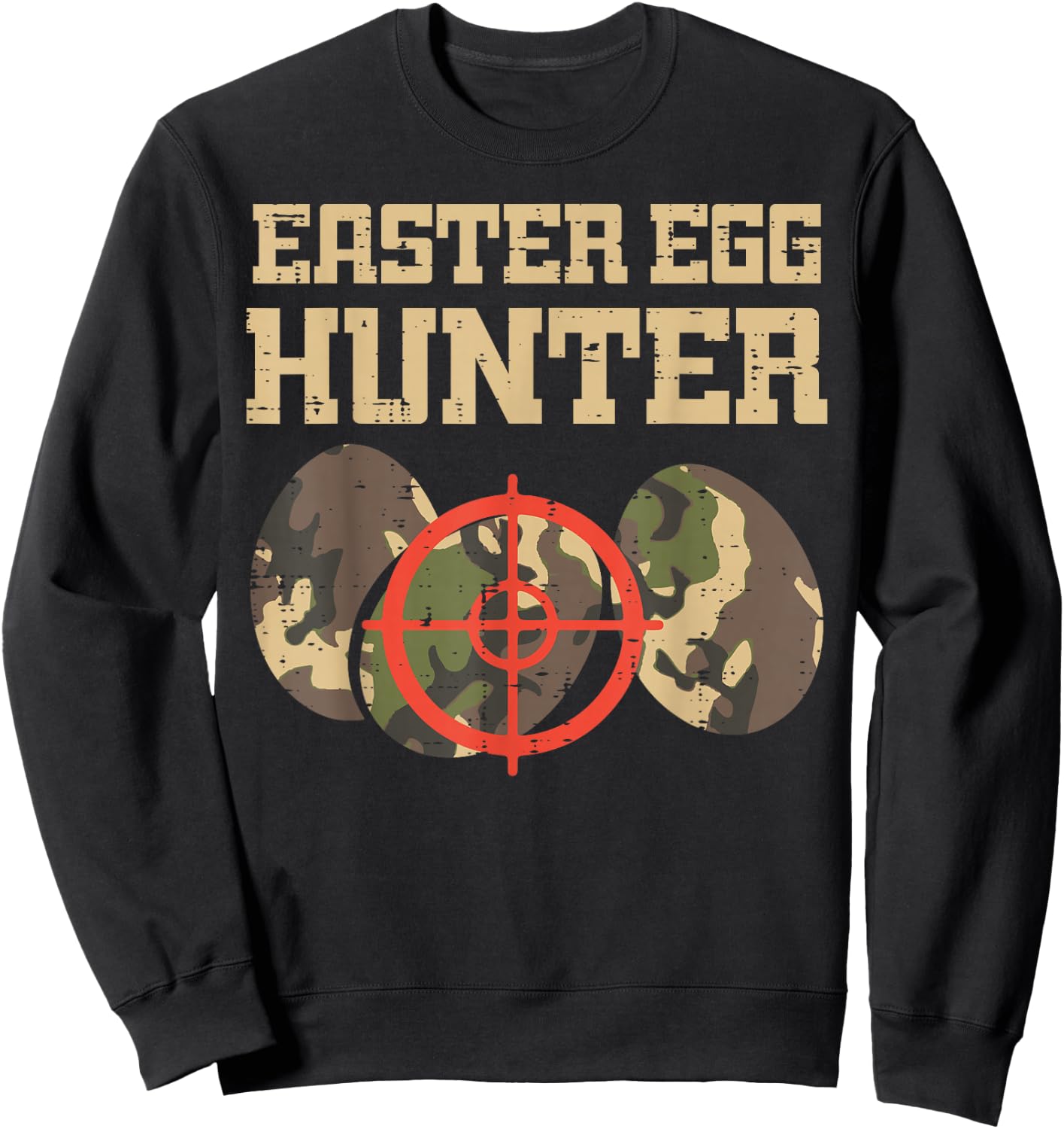 Easter Egg Hunter Camo Funny Hunting Boys Girls Kids Toddler Sweatshirt - Sweatshirt | Black