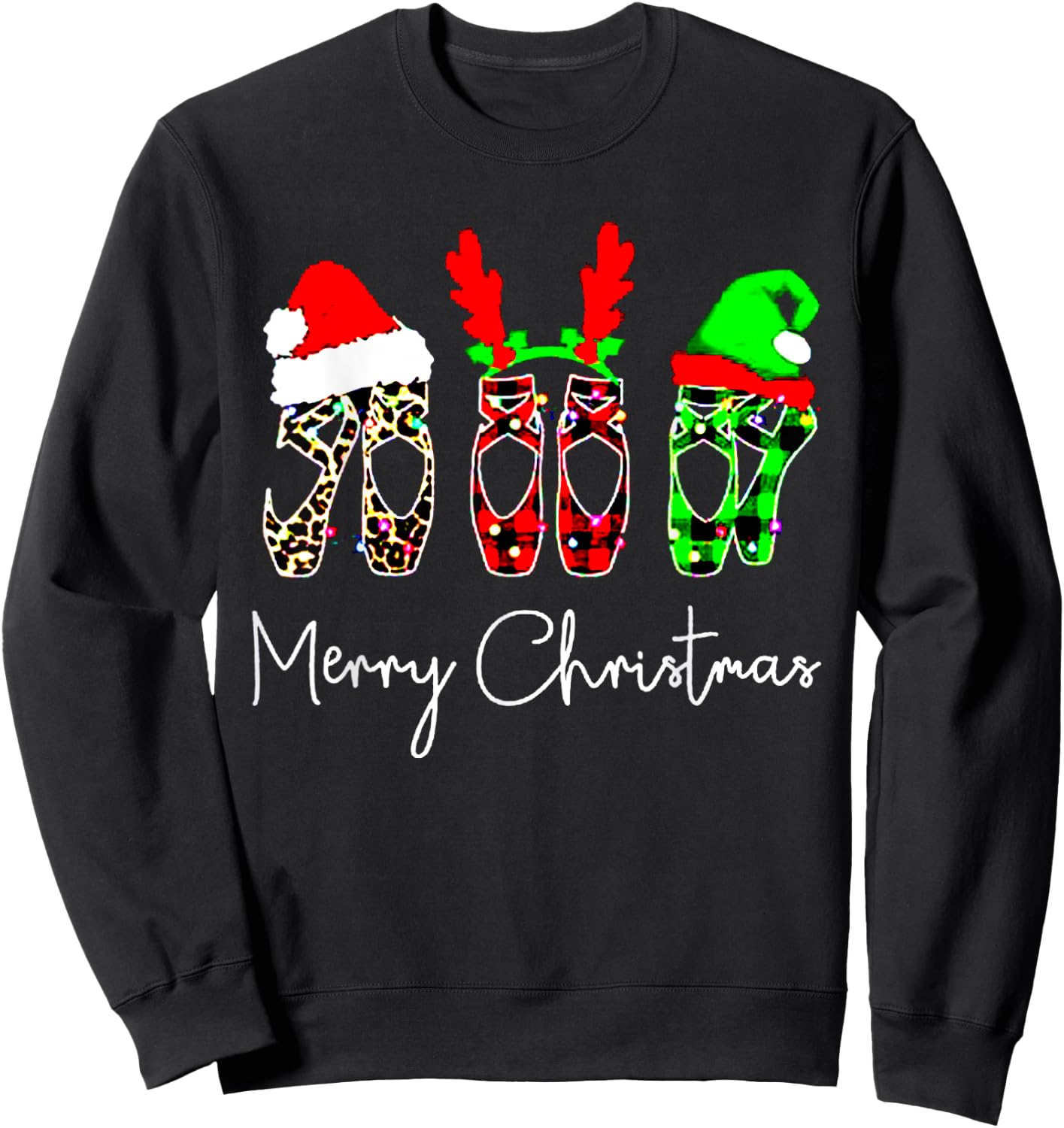 Ballet Dancer Ballerina Merry Christmas Xmas Pointe Shoe Sweatshirt - Sweatshirt | Black