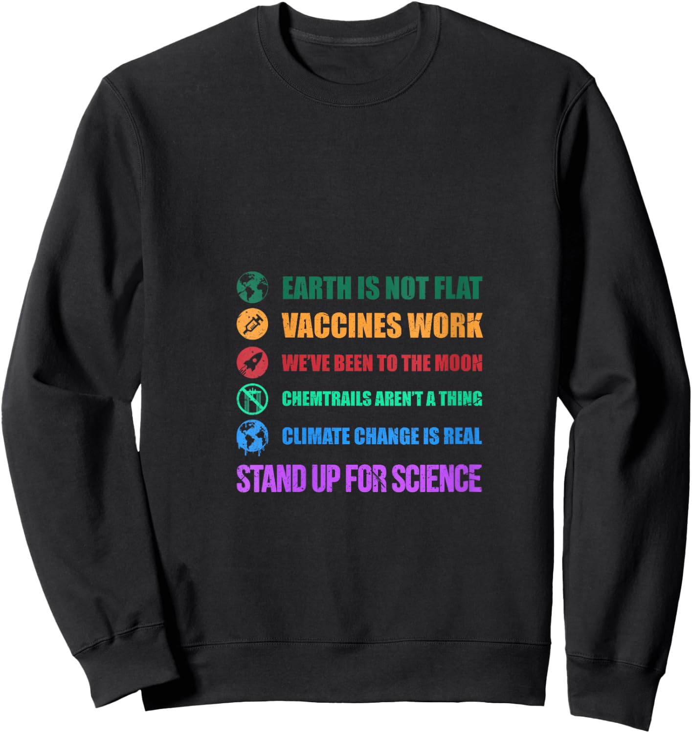 Women's Earth is Not Flat Stand up for Science V-Neck Sweatshirt - Sweatshirt | Black