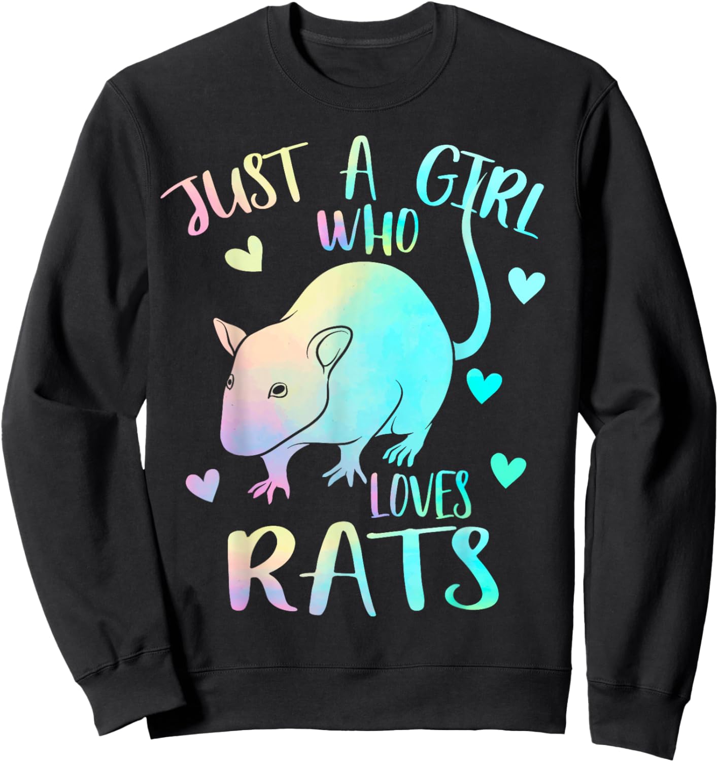 Just a Girl Who Loves Rats Themed Cute Rat Lover Mice Girls Sweatshirt - Sweatshirt | Black