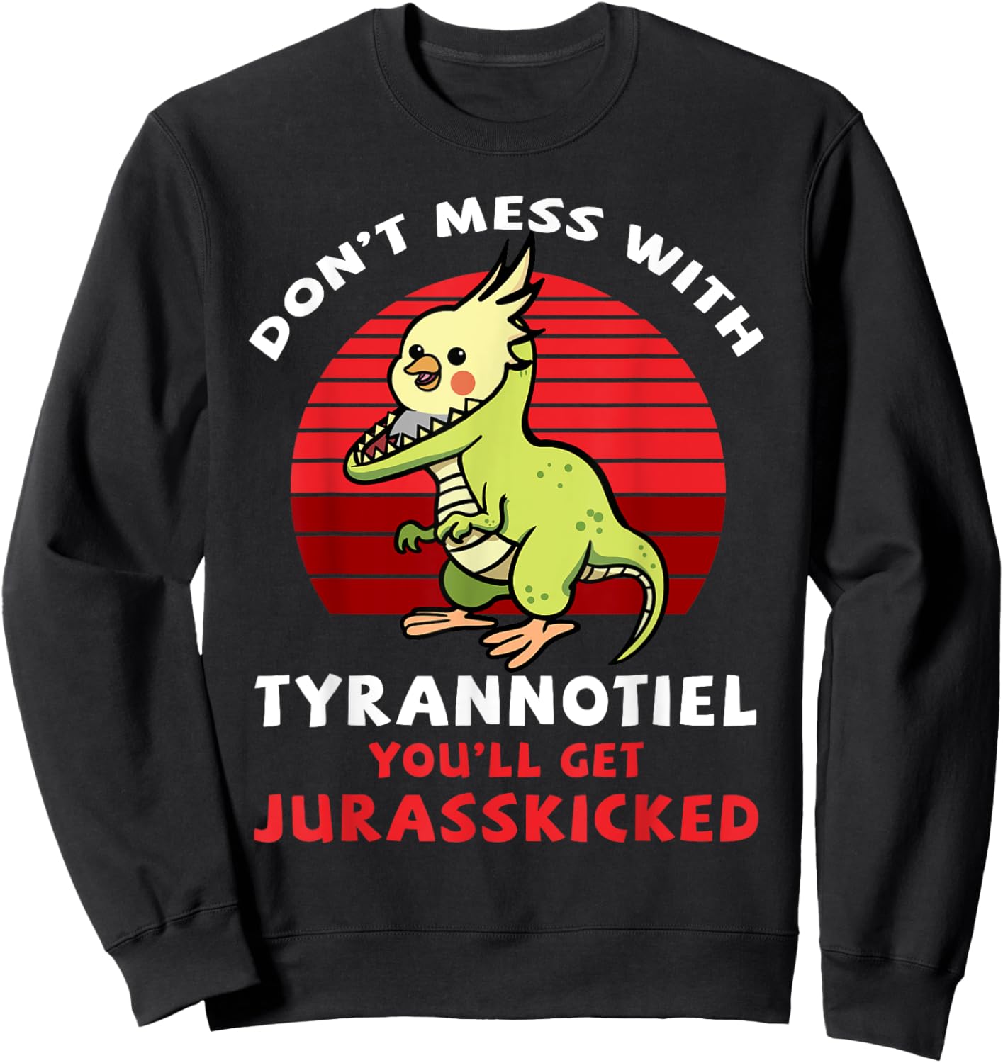 Cockatiel Cockatoo Lutino Quarrion Dinosaur Dino Parrot Gift Sweatshirt - Sweatshirt | Black