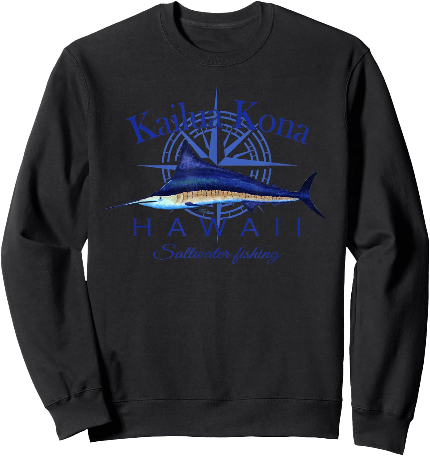 Kailua Kona Hawaii Sailfish Billfish Marlin Saltwater Sweatshirt - Sweatshirt | Black