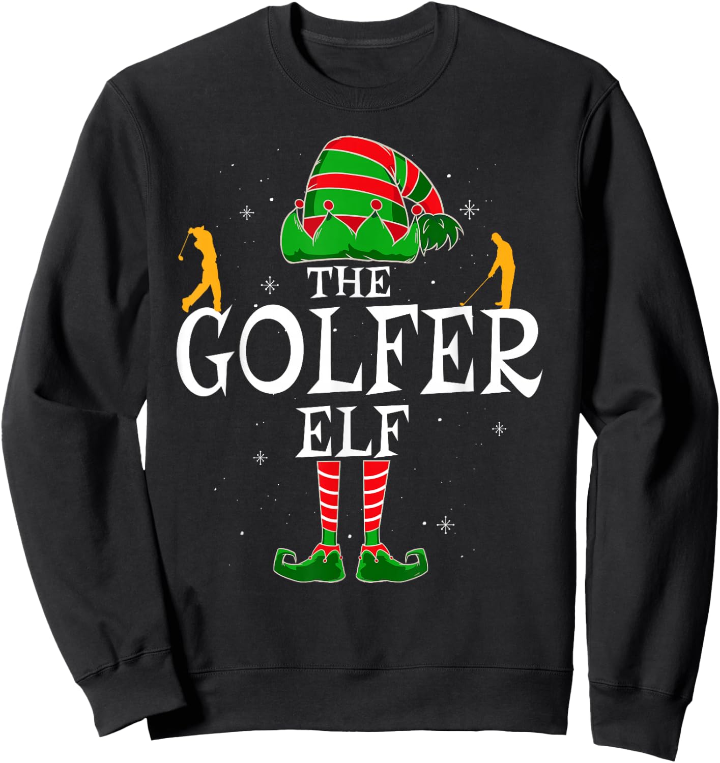 The Golfer Elf Group Matching Family Christmas Golf Funny Sweatshirt - Sweatshirt | Black