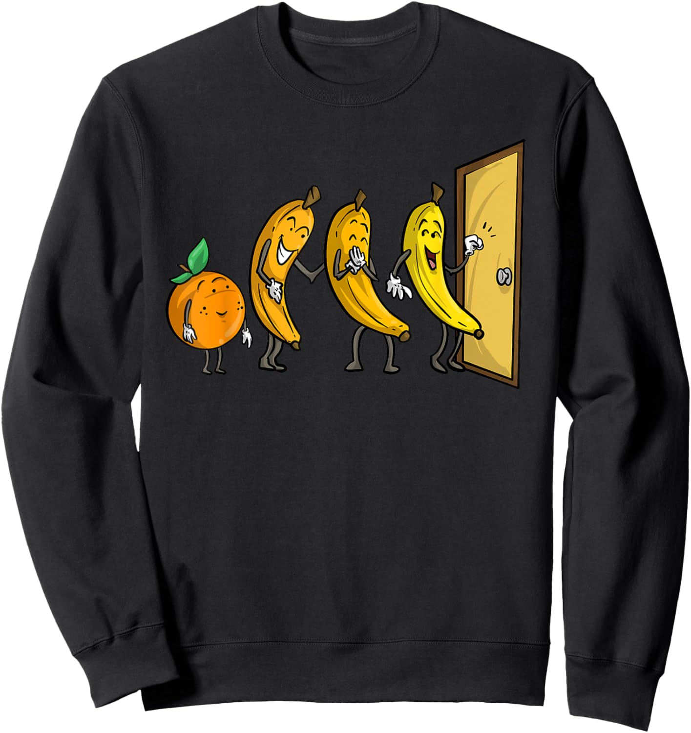 Funny Knock Knock 3 Bananas And Orange Cool Fruit Joke Gift Sweatshirt - Sweatshirt | Black