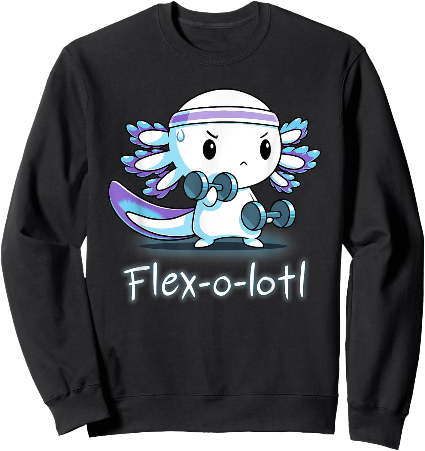 Flex-O-Lotl Weightlifting Axolotl Gym Work Out Fift Sweatshirt - Sweatshirt | Black
