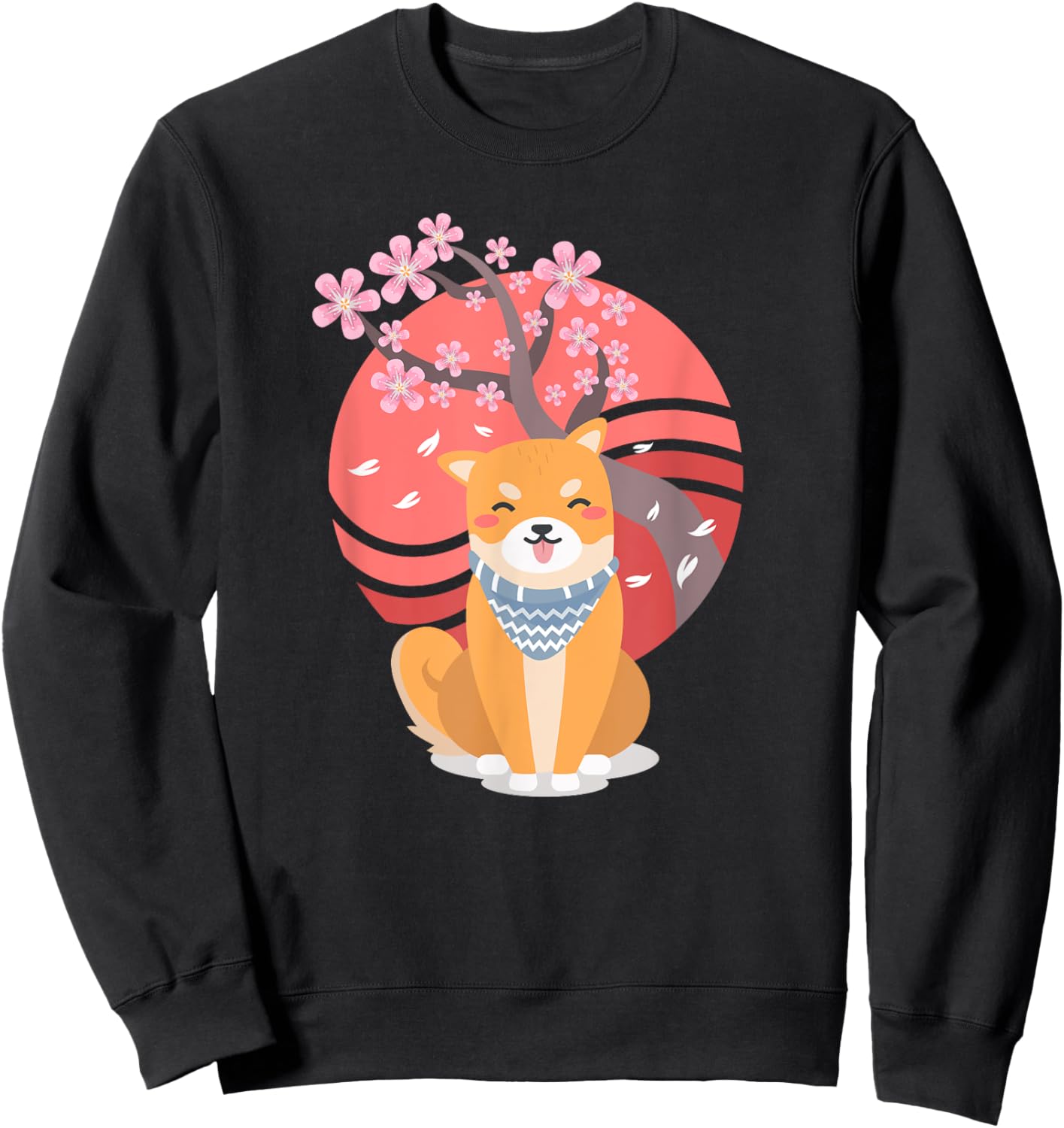 Funny Shiba Inu Cherry Blossoms Cute Japanese Dog Lover Gift Sweatshirt - Sweatshirt | Black