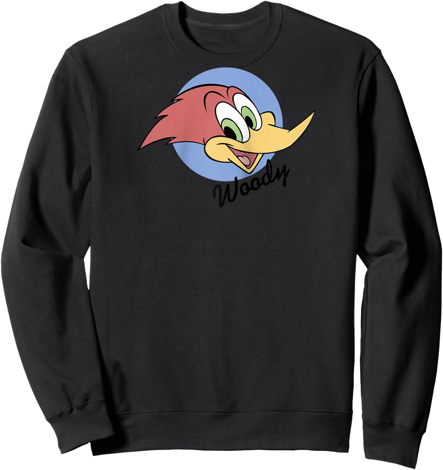 Woody Woodpecker Face Circle Logo Raglan Baseball Sweatshirt - Sweatshirt | Black
