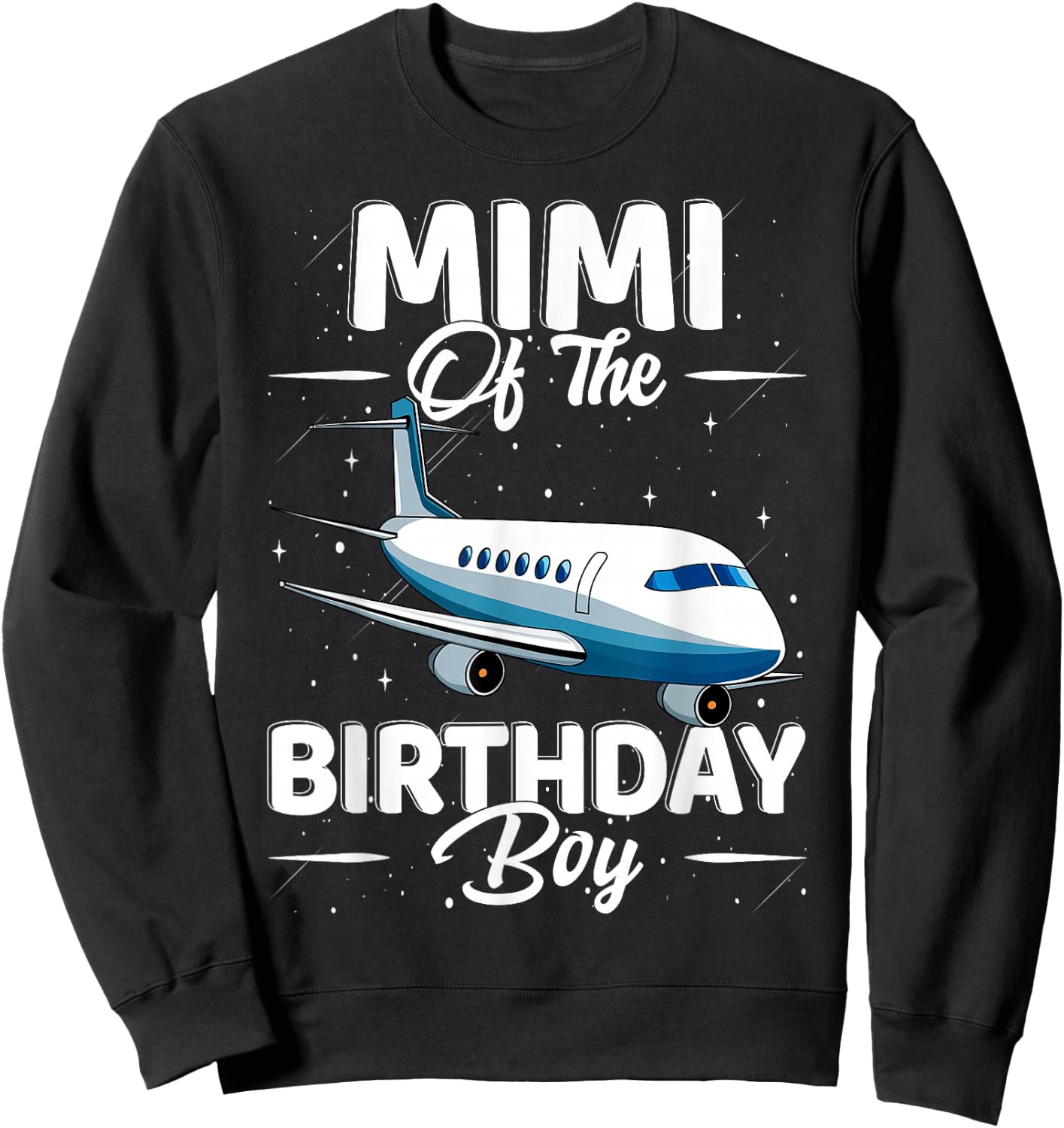 Mimi Of The Birthday Boy Pilot Airplane Matching Family Sweatshirt - Sweatshirt | Black