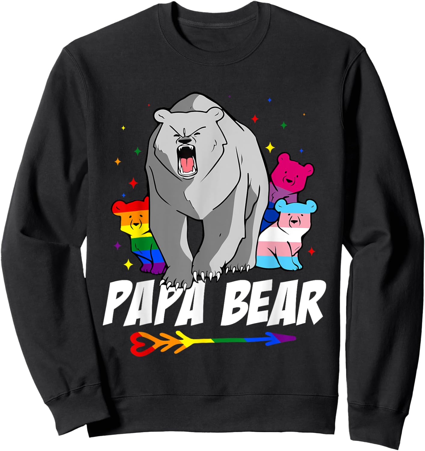 Papa Bear LGBT Gay Bisexual Trans Pride Month Support Sweatshirt - Sweatshirt | Black