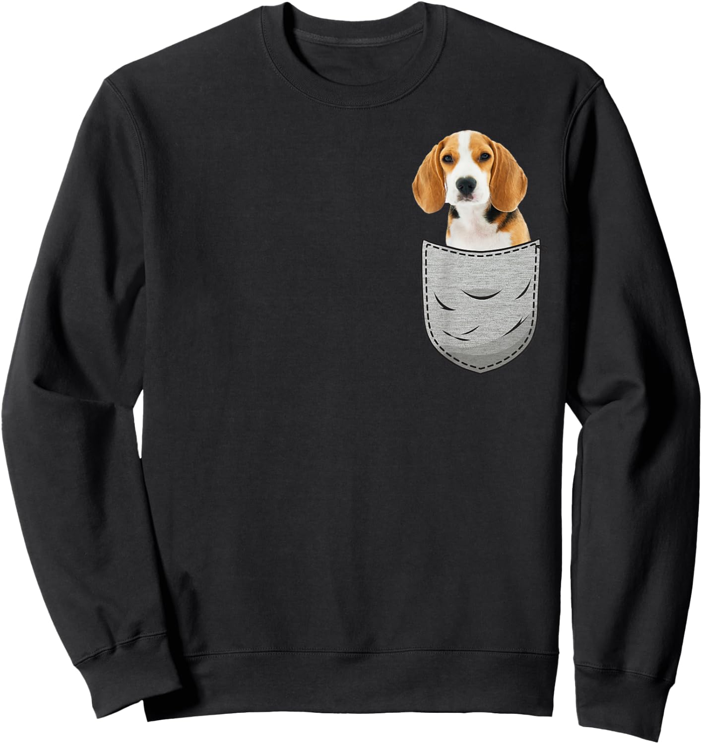 Beagle Chest Pocket for Dog Owners Men Women Girls Kids Sweatshirt - Sweatshirt | Black