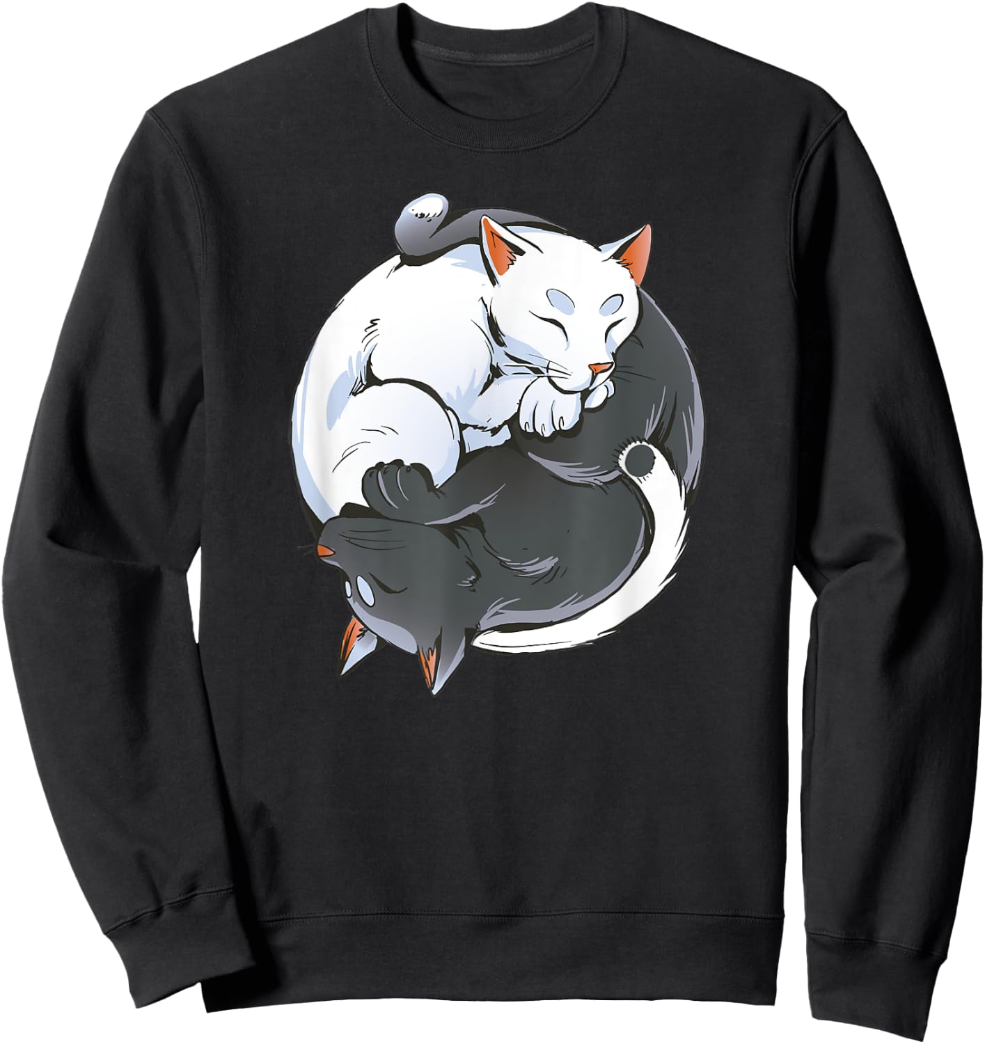 Black and White Cat Yin Yang Yoga Buddhism Cute Cat Lovers Men Women Kids Sweatshirt - Sweatshirt | Black