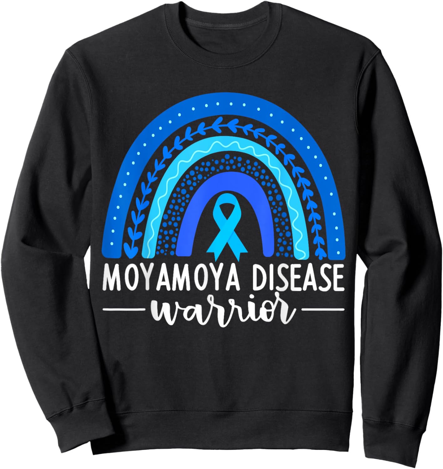 Moyamoya Awareness Shirt Blue Rainbow Boho Moyamoya Warrior Sweatshirt - Sweatshirt | Black