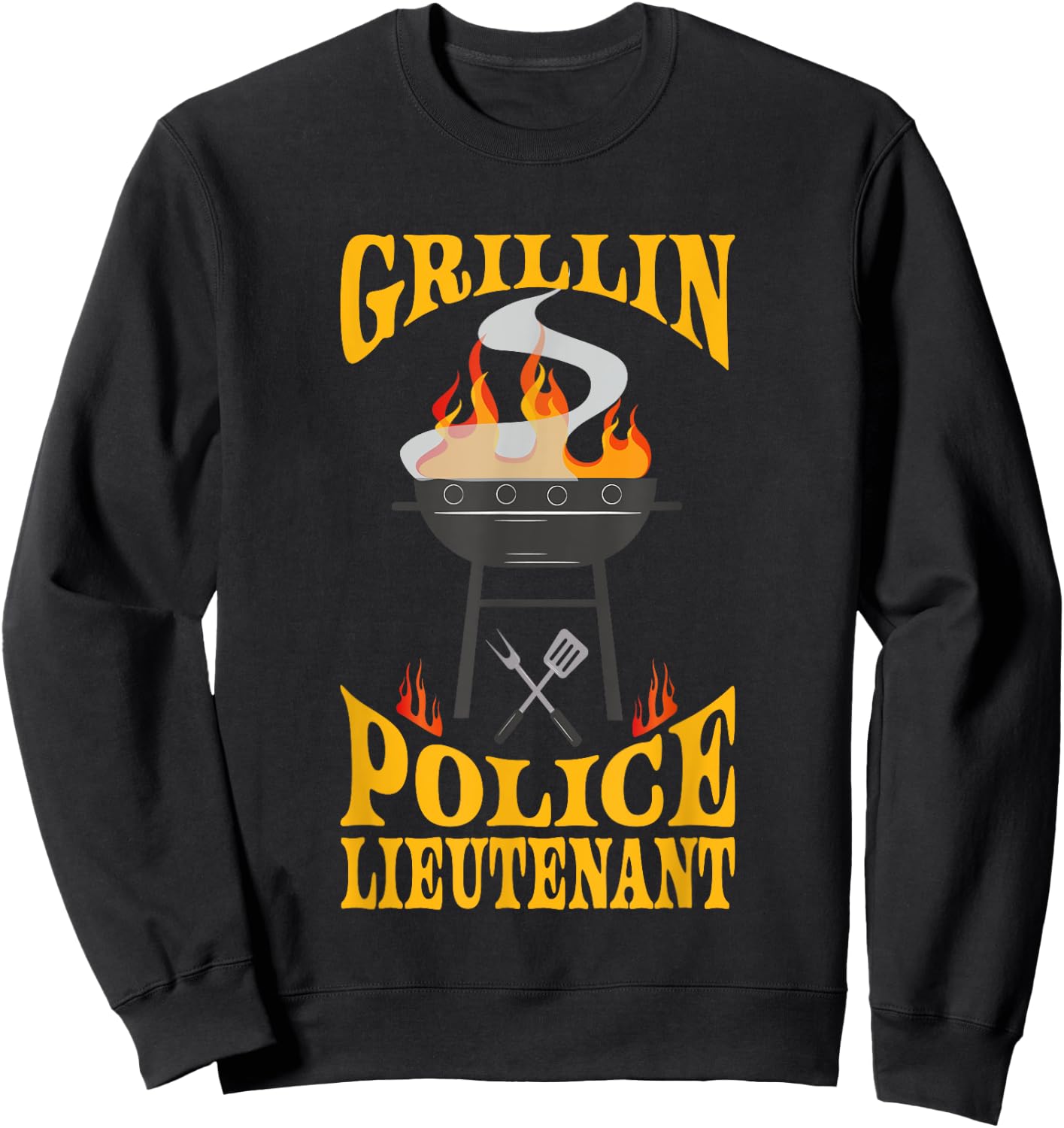 Police Lieutenant BBQ Grill Smoker & Barbecue Chef Sweatshirt - Sweatshirt | Black