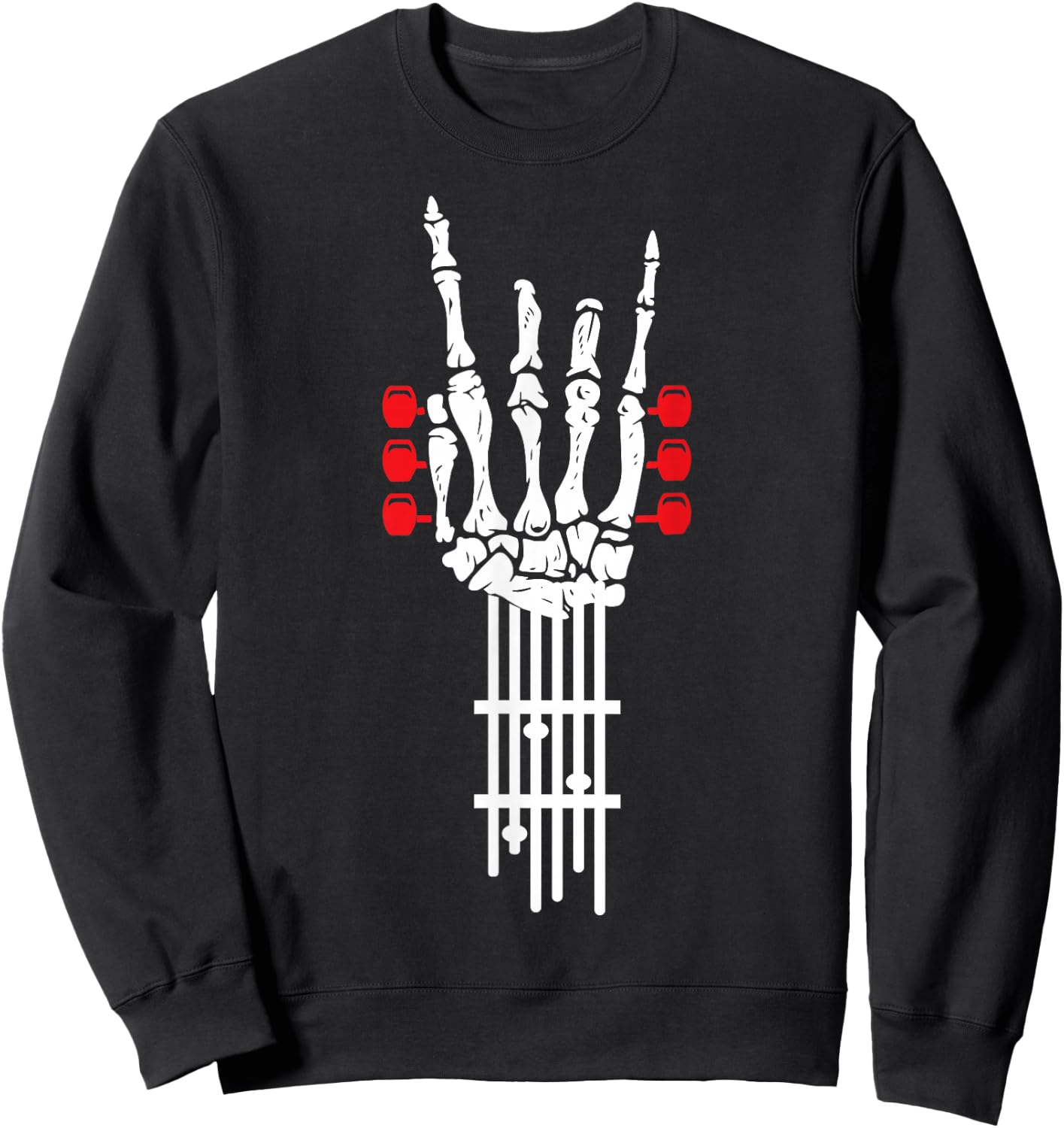 Scary Rock Of Skelton Rocking Hand Guitar Rock & Roll Sweatshirt - Sweatshirt | Black