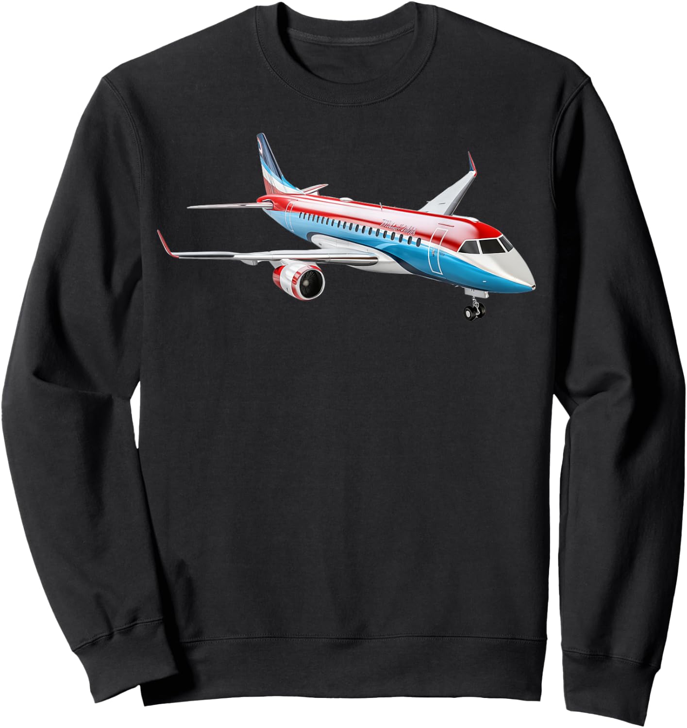Aviation Airplane Collection ERJ 175 Embraer Aviation Airplane - Men's -Adults Black Small Classic Fit Short Sleeve Sweatshirt - Sweatshirt | Black