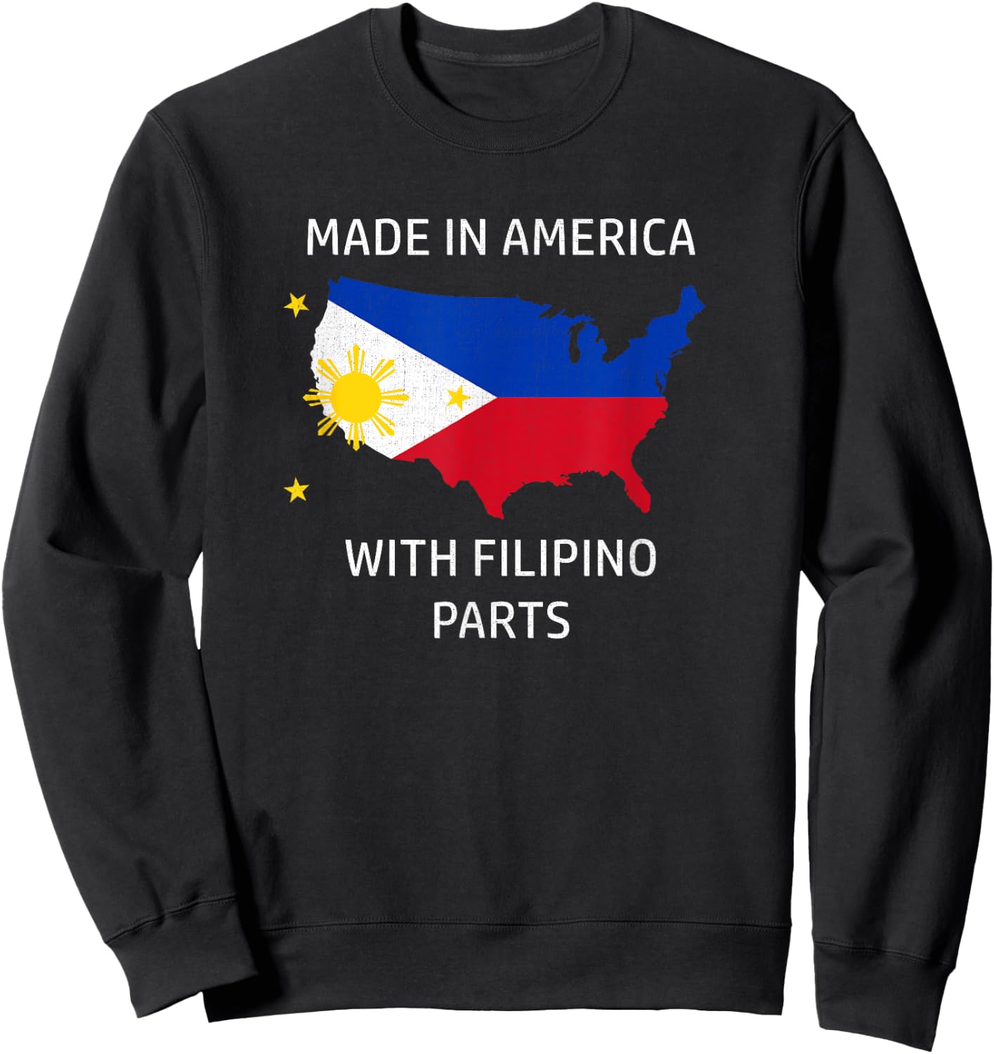 Made in America with Filipino Parts - Philippines and USA Sweatshirt - Sweatshirt | Black
