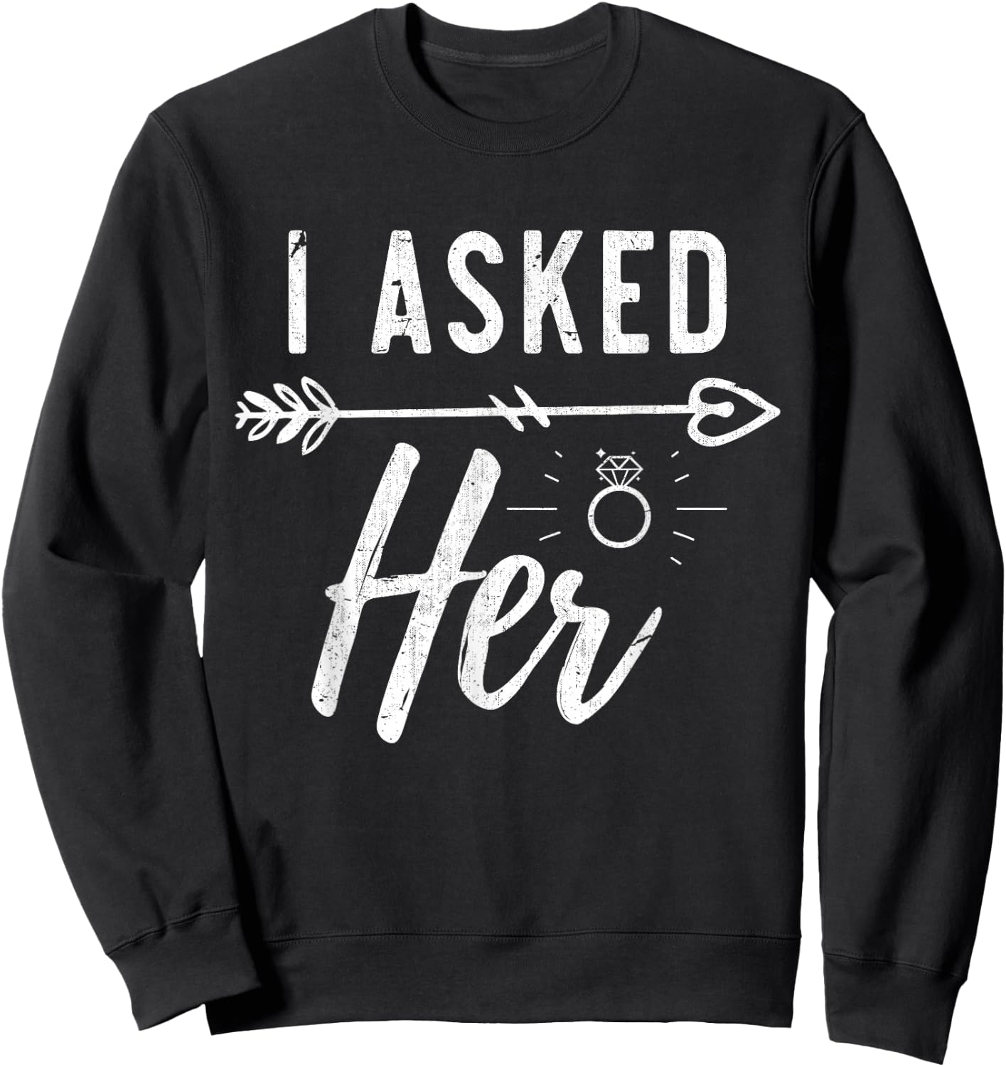 Engaged Couple Wedding Engagement Gift -Adults Black Modern Lace Engagement Sweatshirt - Sweatshirt | Black
