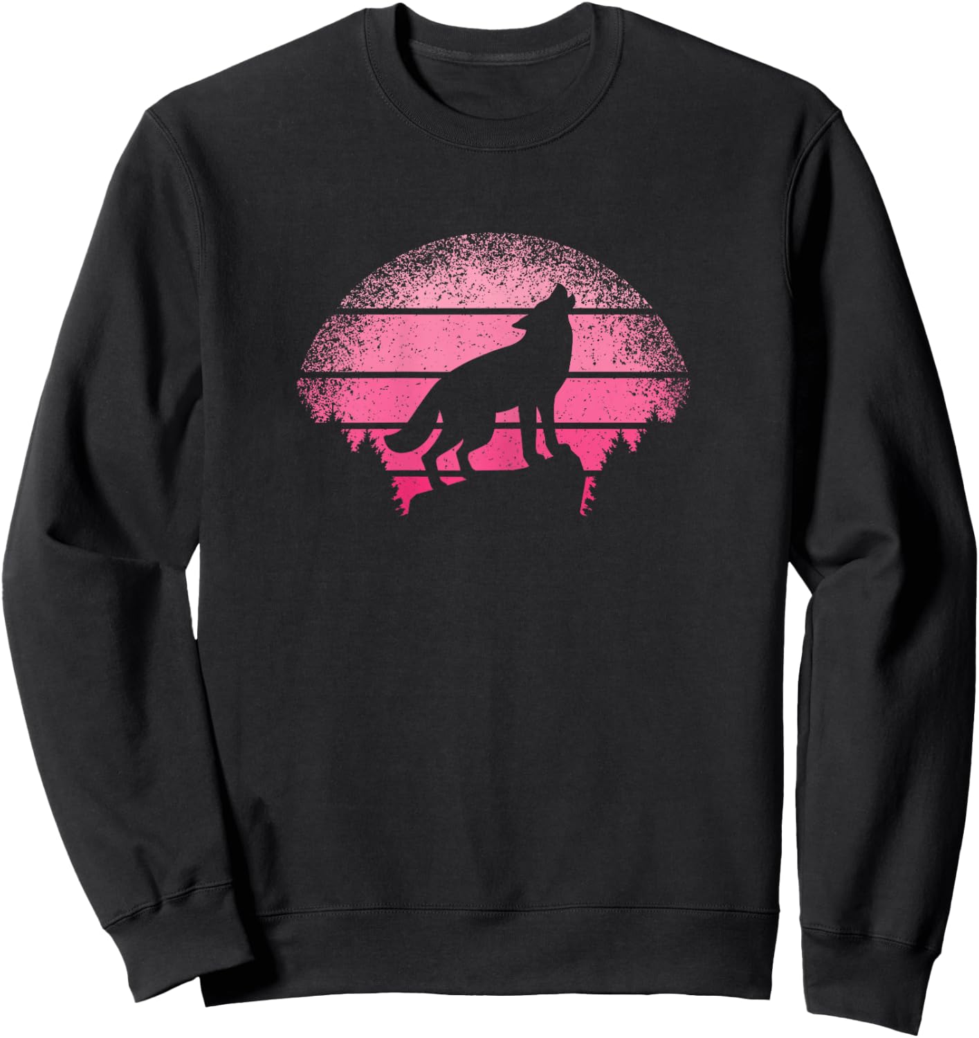 Wolf Wildlife Animal Wilderness Cute Retro Wolf Girls Women Sweatshirt - Sweatshirt | Black