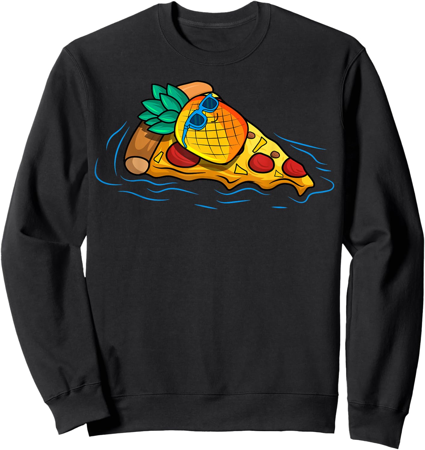 Pineapple Pizza Hawaiian Floating Food Snack Lover Sweatshirt - Sweatshirt | Black