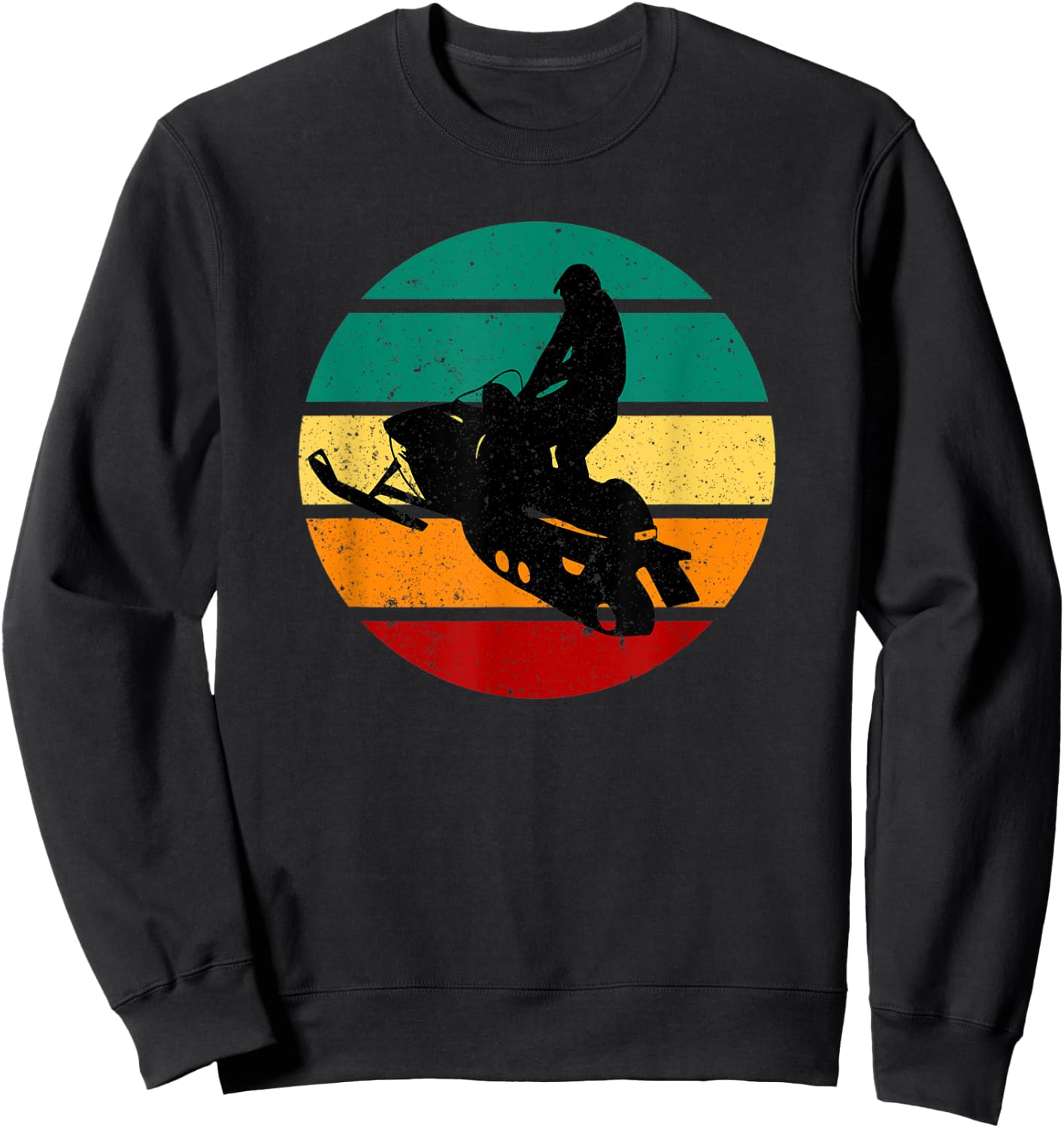 Snowmobile Vintage Motor Sled & Sunset Winter Sports Alpine Sweatshirt - Sweatshirt | Black