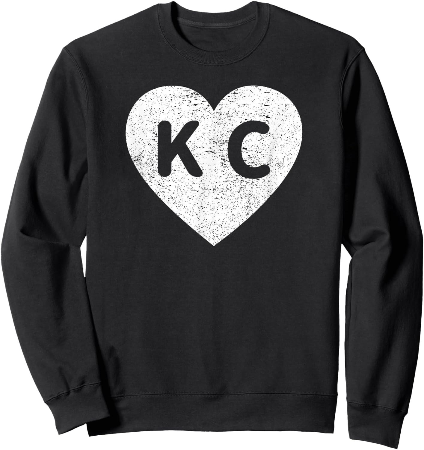 Vintage Distressed Love Kansas City KC Heart Print Sweatshirt - Sweatshirt | Black