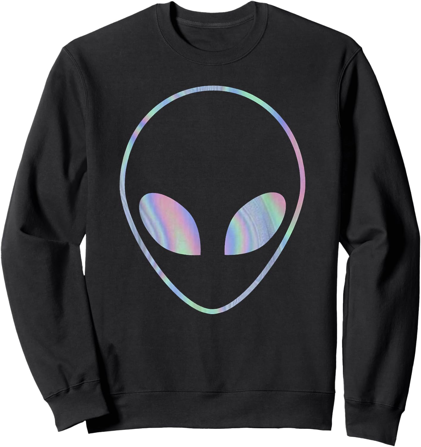 Trendy Alien Holographic Big Face Sweatshirt - Sweatshirt | Black