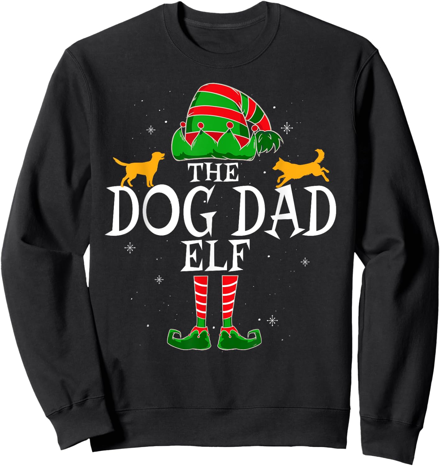 Dog Dad Elf Group Matching Family Christmas Daddy Funny Sweatshirt - Sweatshirt | Black