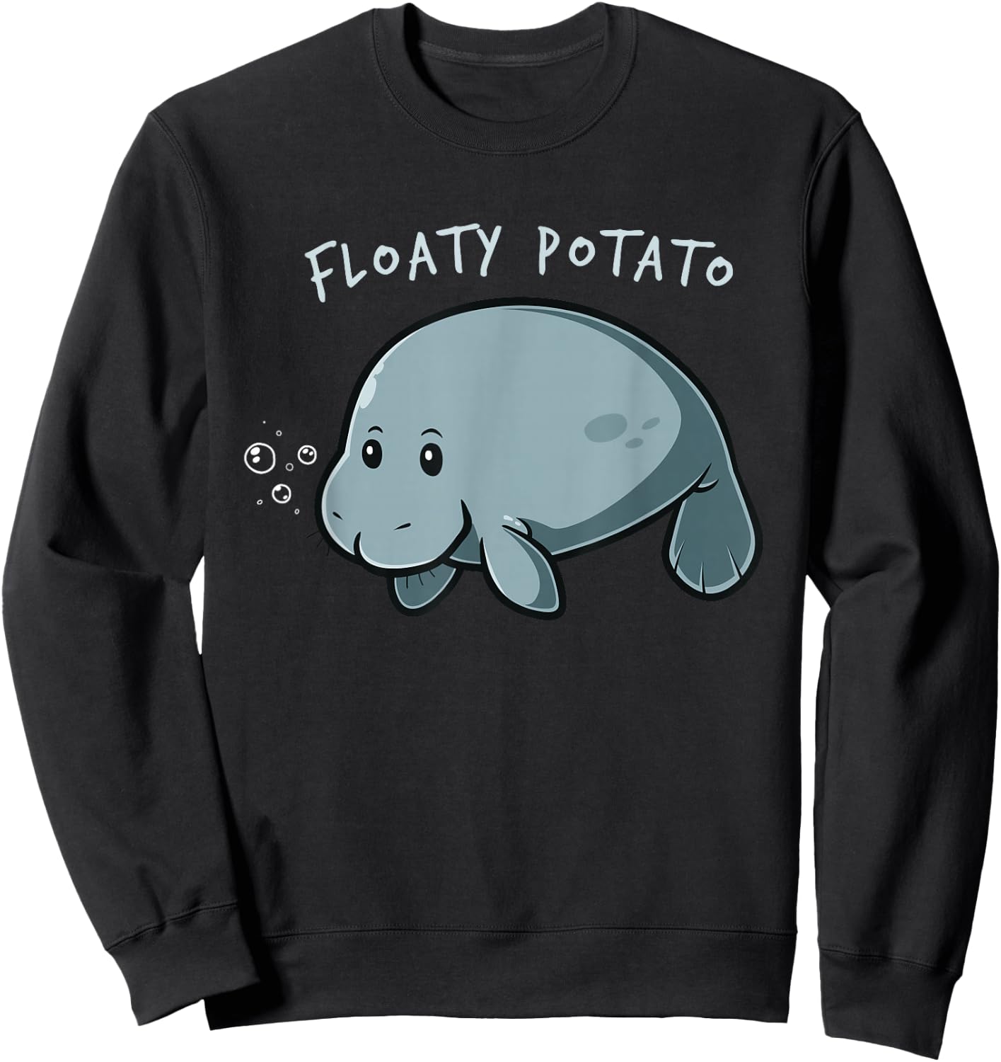 Flaoty Potato Manatee Funny Manati Manatee Chubby Mermaid Sweatshirt - Sweatshirt | Black