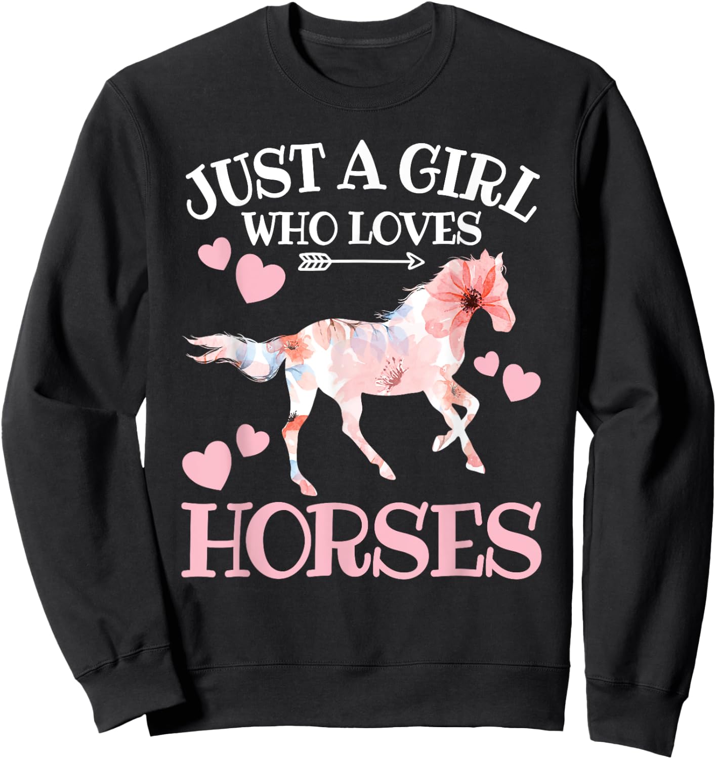 Just A Girl Who Loves Horses Teen Girls Horse Lover Sweatshirt - Sweatshirt | Black