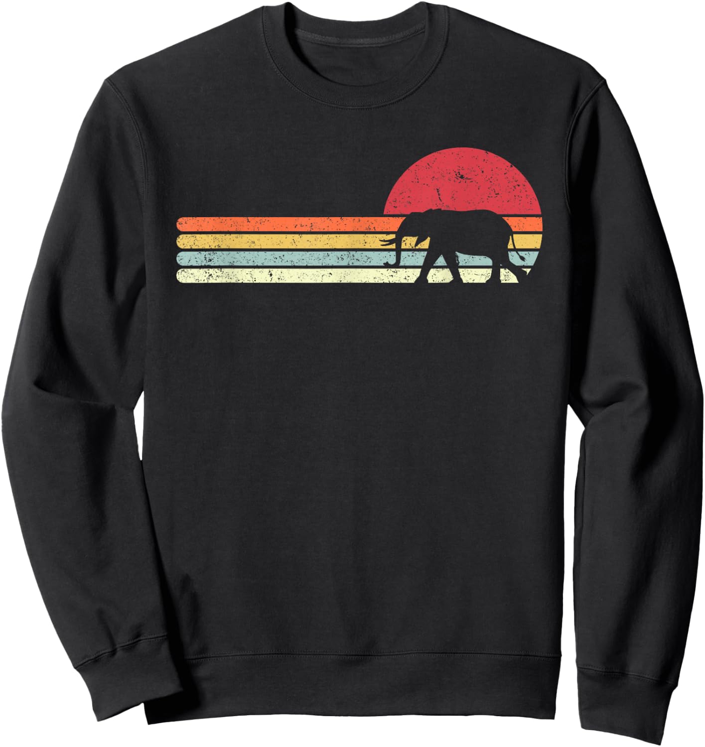Elephant Shirt. Retro Style Sweatshirt - Sweatshirt | Black