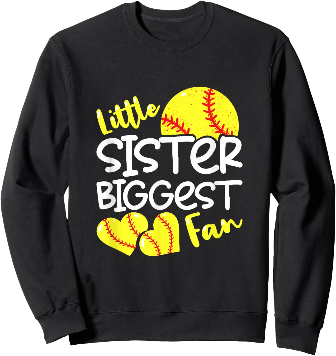 Softball Little Sister Biggest Fan Teen Girls Sweatshirt - Sweatshirt | Black