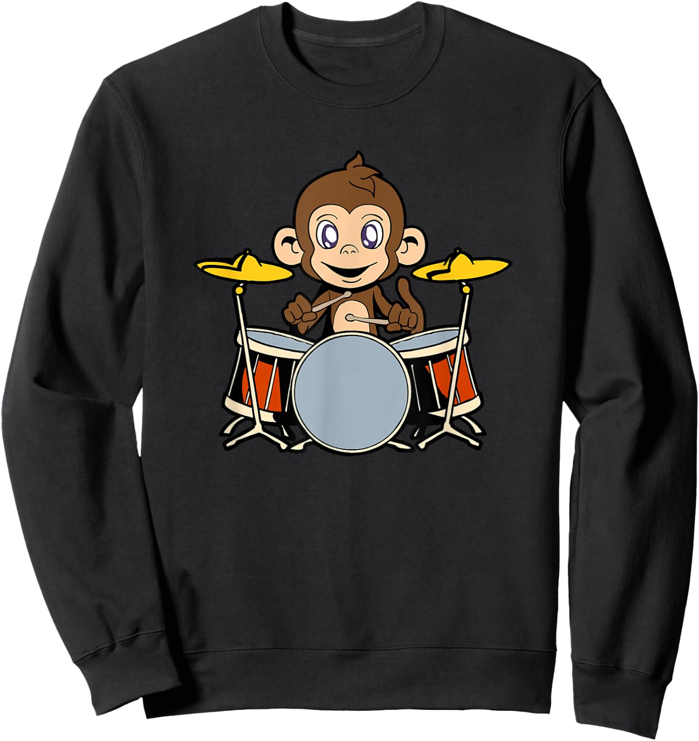 Cartoon monkey playing drums Sweatshirt - Sweatshirt | Black