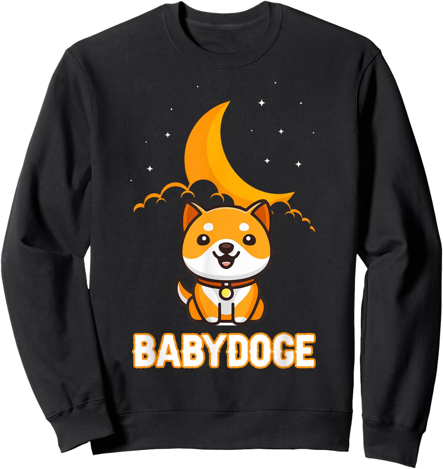 Baby Doge Shirt, Cute Crypto Dogecoin Baby Shiba Coin Moon Sweatshirt - Sweatshirt | Black