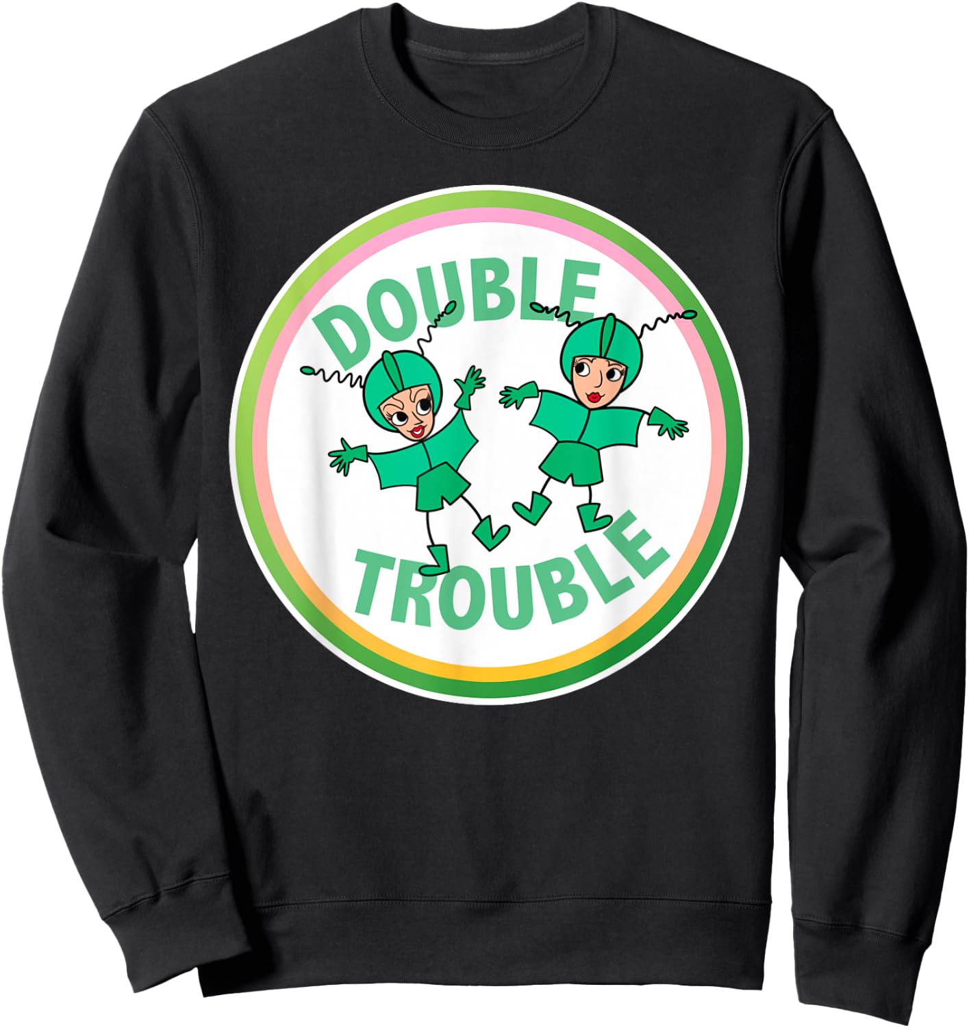 Classic TV Shirts Women's Lucy and Ethel in Trouble Black Cartoon Modern Small Sweatshirt - Sweatshirt | Black