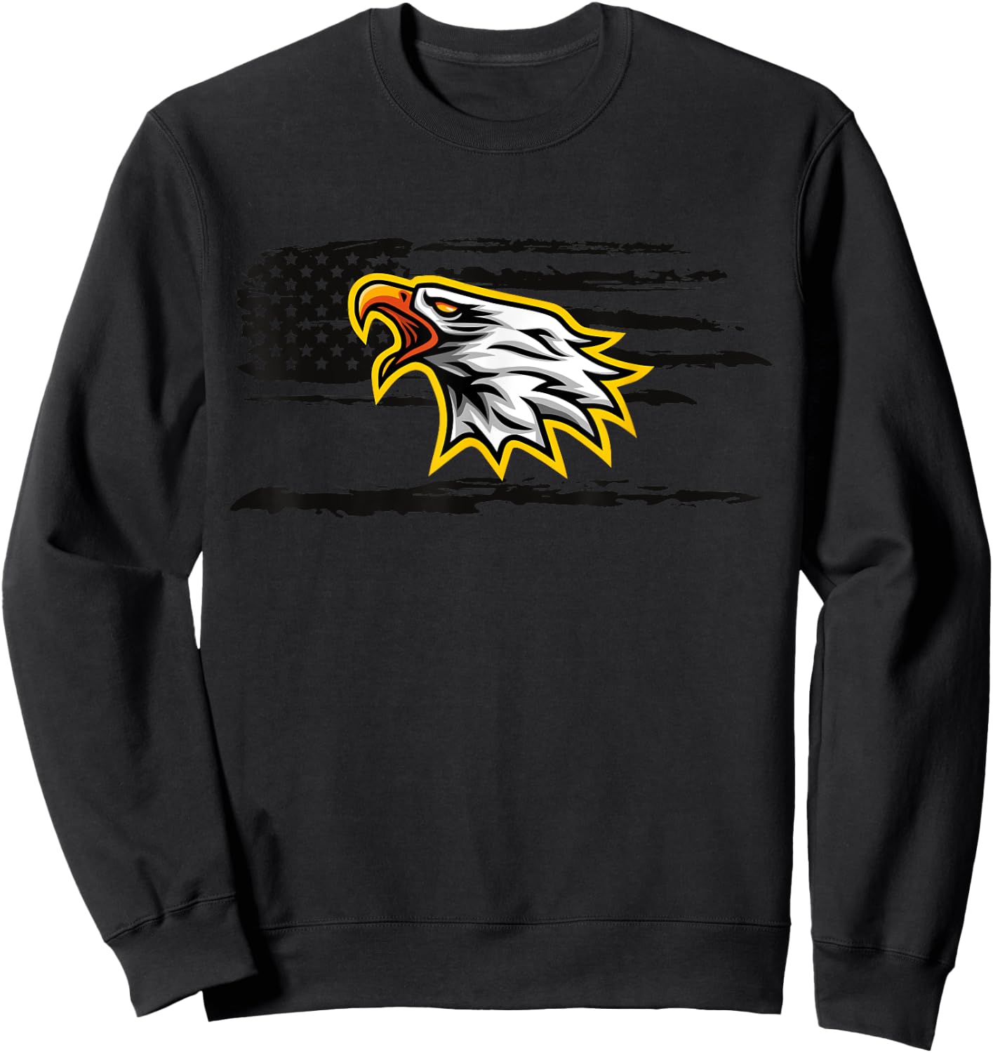 Usa Flag with Screaming Eagle Sweatshirt - Sweatshirt | Black