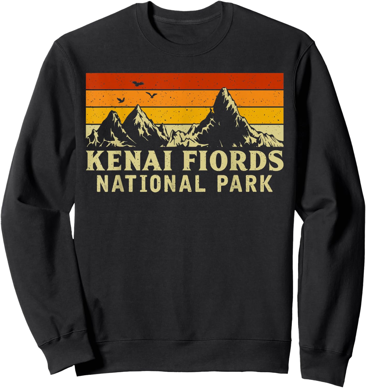 Vintage Retro Mountain Graphics Kenai Fiords National Park Sweatshirt - Sweatshirt | Black