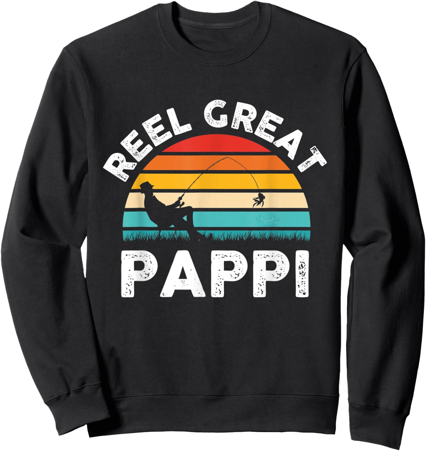 Fishermen Reel Great Pappi Vintage Fishing Father’s Day Sweatshirt - Sweatshirt | Black