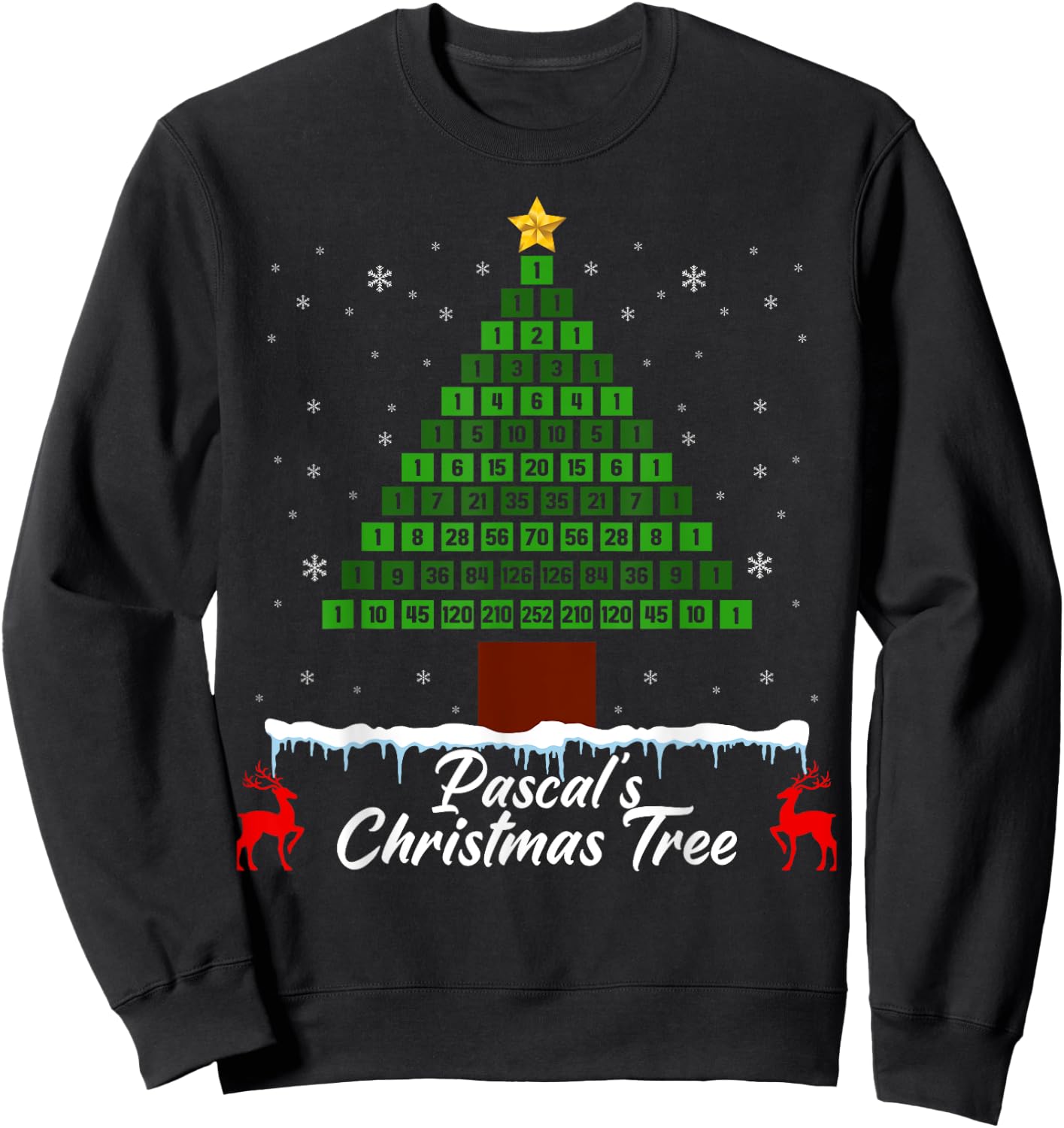 Pascal's Christmas Tree - Fun Math Ugly Xmas Sweater Sweatshirt - Sweatshirt | Black