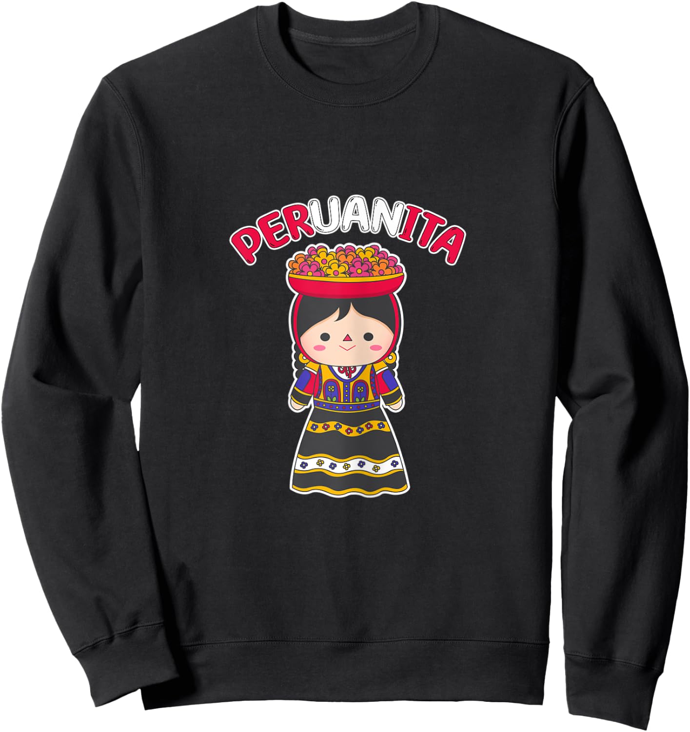 Peruanita. Cute Peruvian Sweatshirt - Sweatshirt | Black
